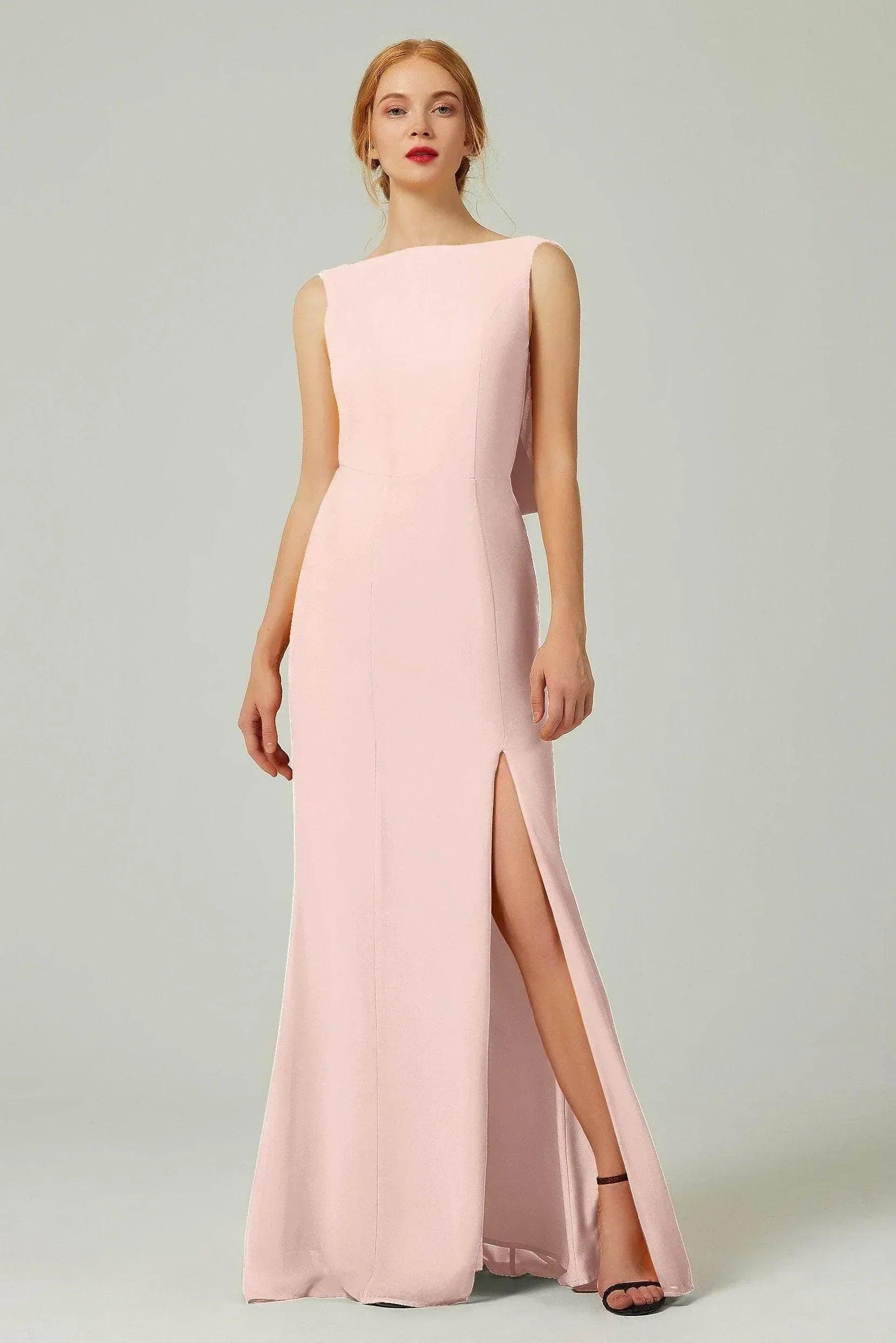 Sheath-Column Sweep-Brush Chiffon Bridesmaid Dress Formal Dresses CB0310PS