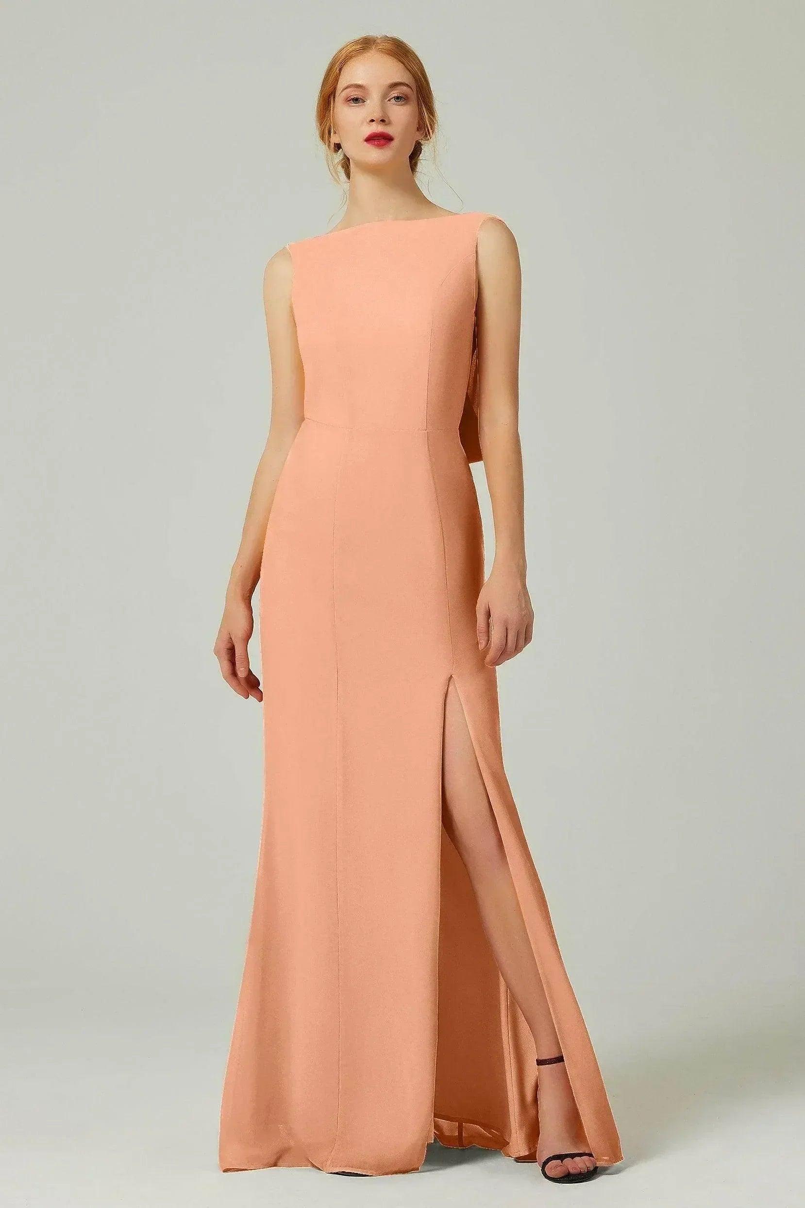 Sheath-Column Sweep-Brush Chiffon Bridesmaid Dress Formal Dresses CB0310PS