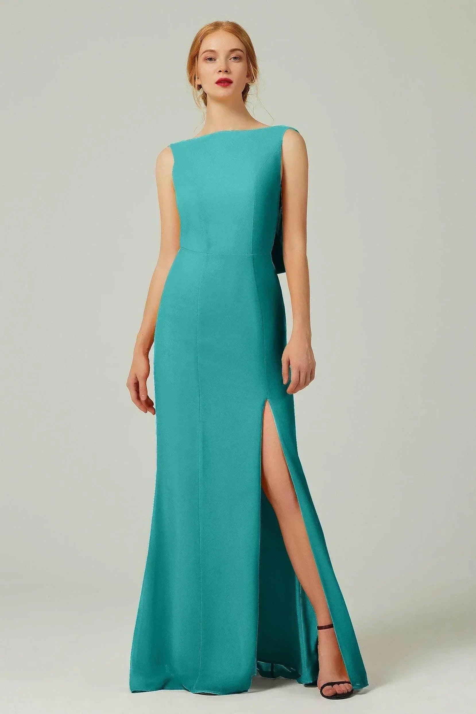 Sheath-Column Sweep-Brush Chiffon Bridesmaid Dress Formal Dresses CB0310PS