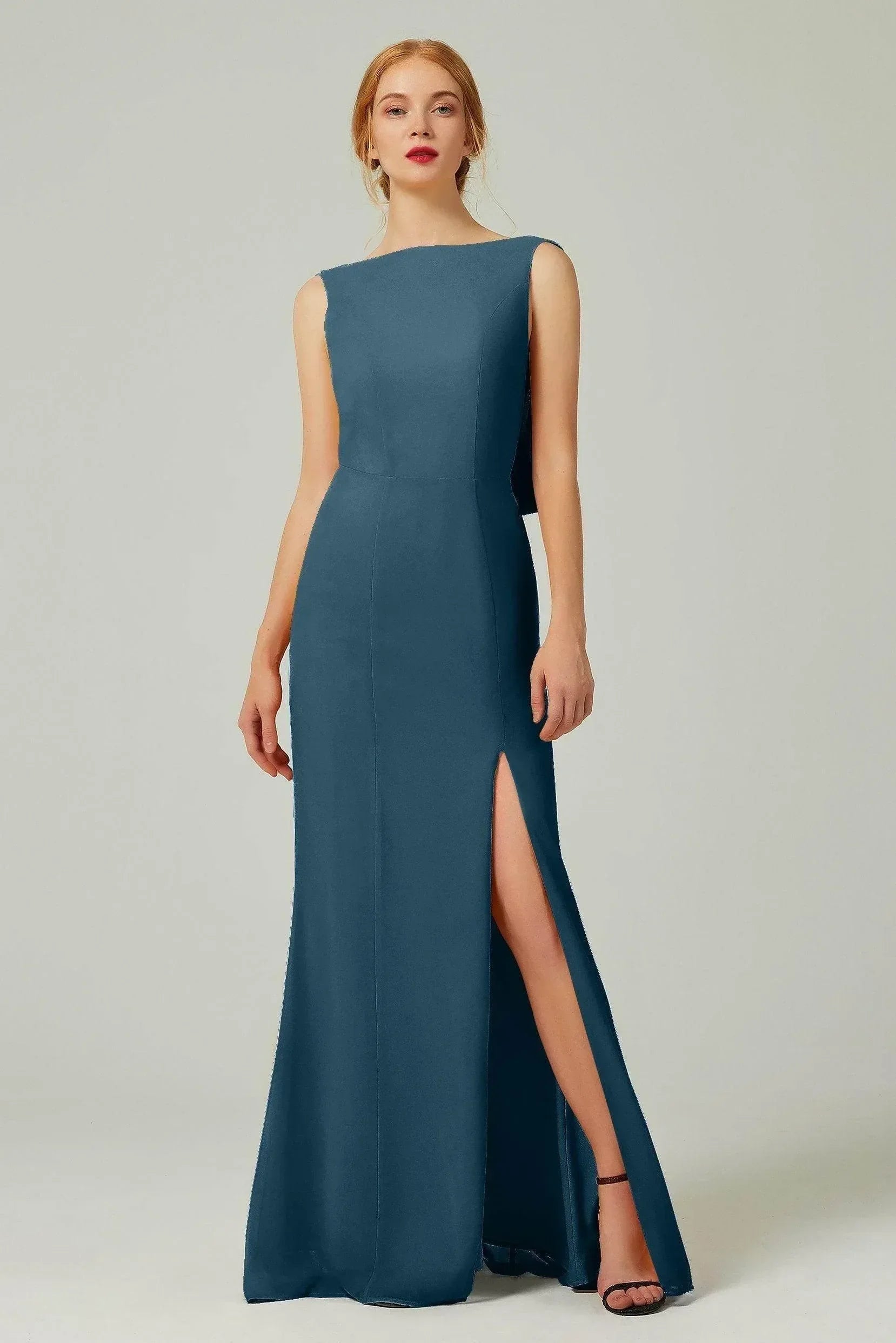 Sheath-Column Sweep-Brush Chiffon Bridesmaid Dress Formal Dresses CB0310PS
