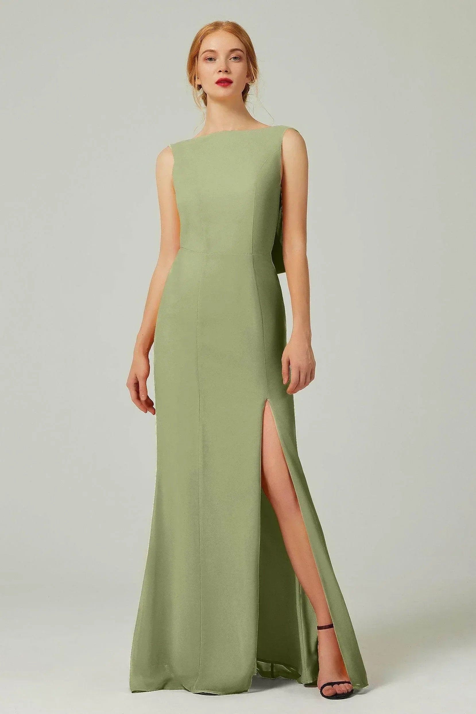 Sheath-Column Sweep-Brush Chiffon Bridesmaid Dress Formal Dresses CB0310PS