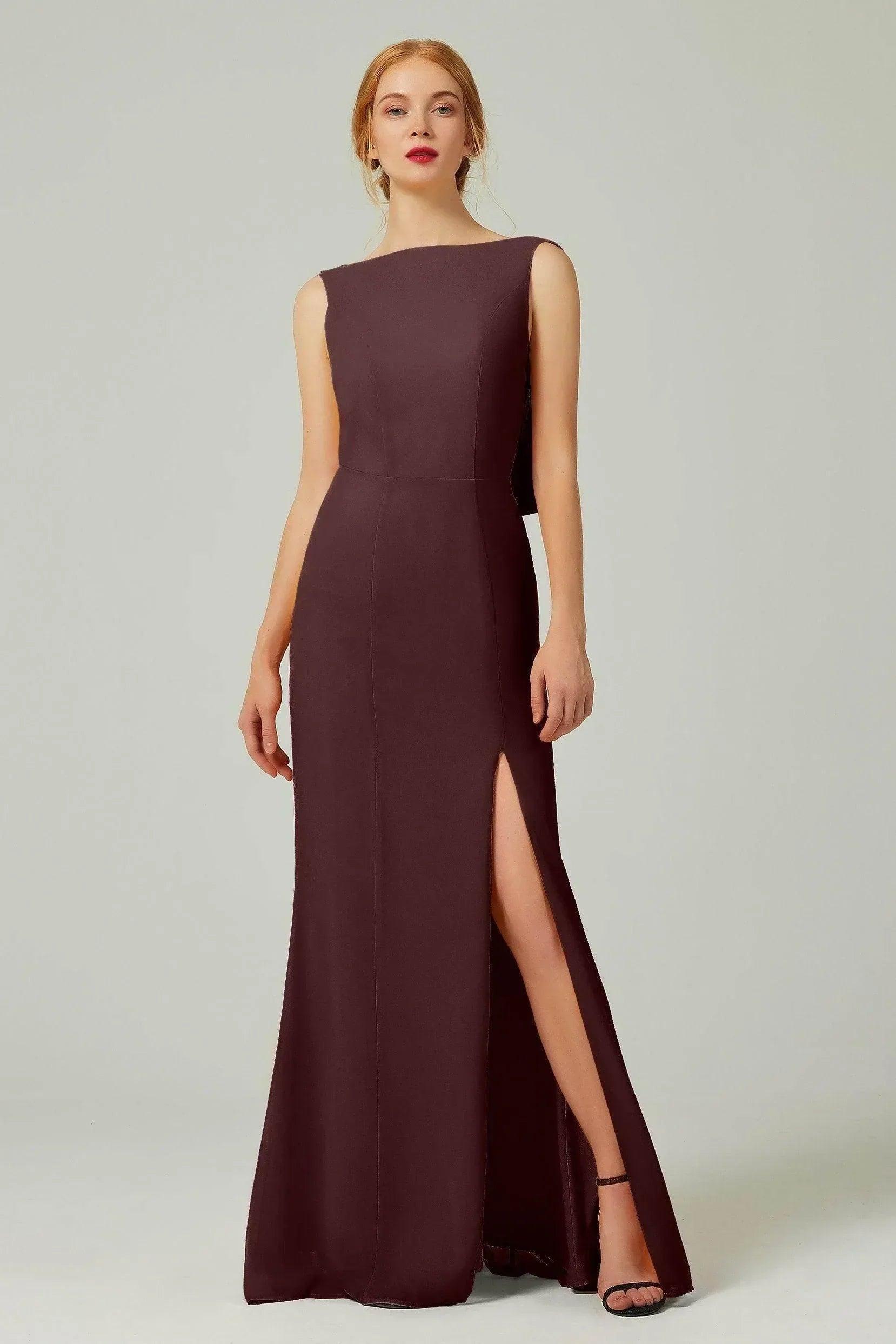 Sheath-Column Sweep-Brush Chiffon Bridesmaid Dress Formal Dresses CB0310PS