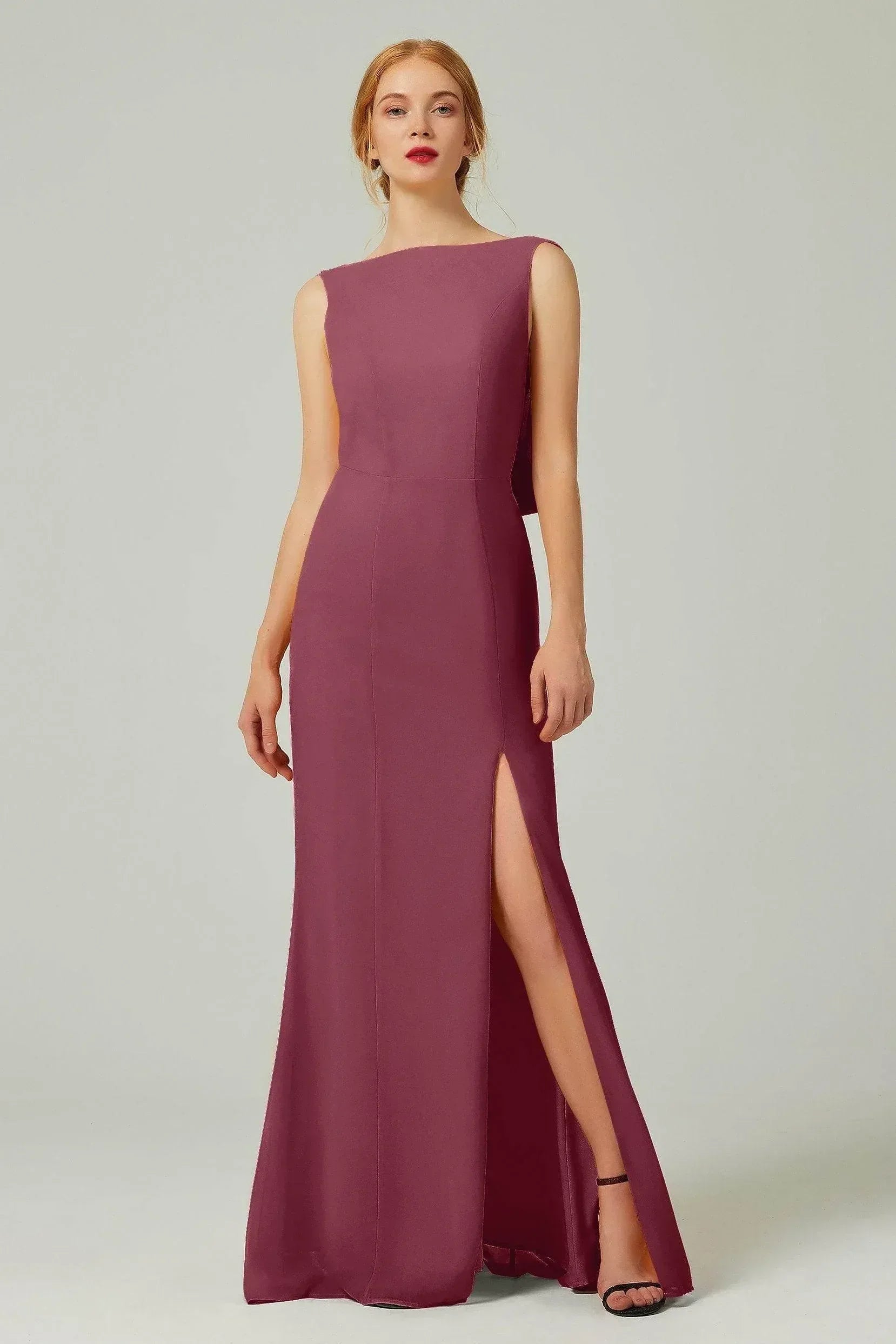 Sheath-Column Sweep-Brush Chiffon Bridesmaid Dress Formal Dresses CB0310