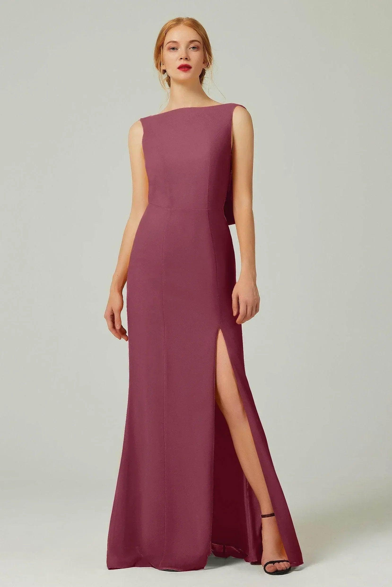 Sheath-Column Sweep-Brush Chiffon Bridesmaid Dress Formal Dresses CB0310PS
