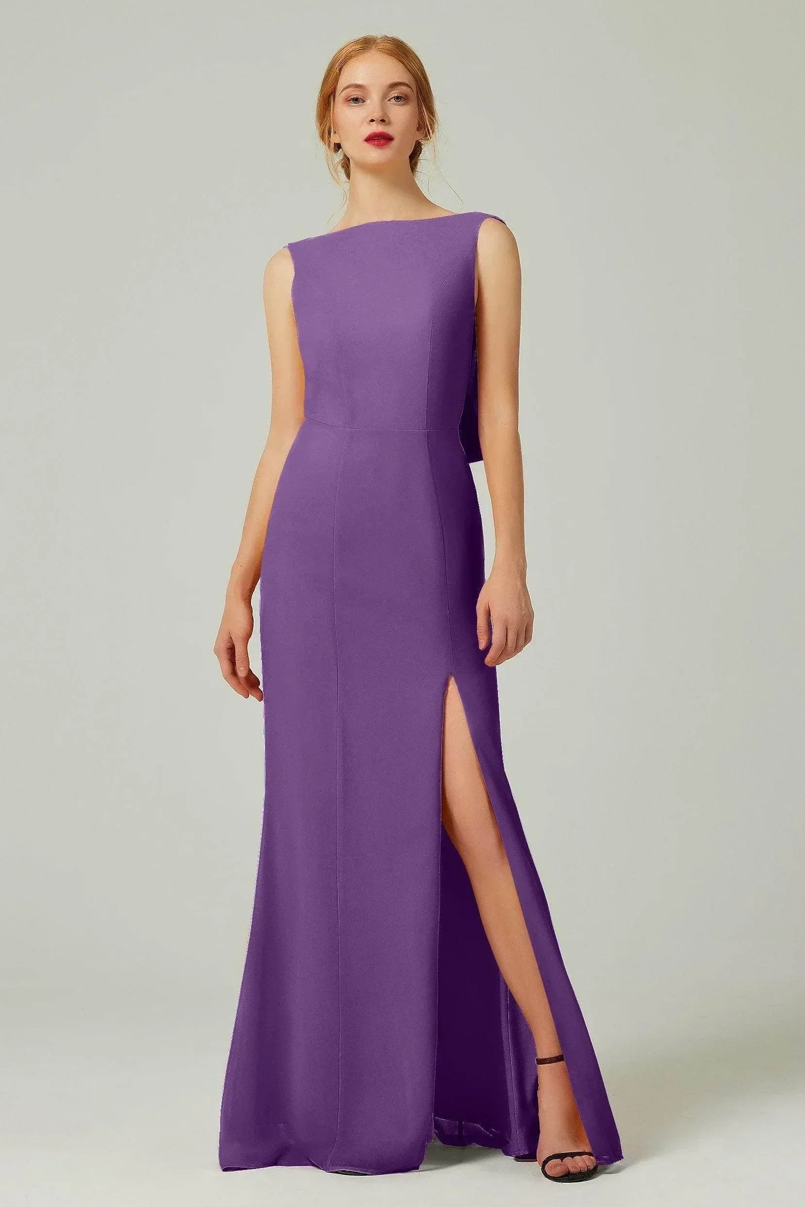 Sheath-Column Sweep-Brush Chiffon Bridesmaid Dress Formal Dresses CB0310PS