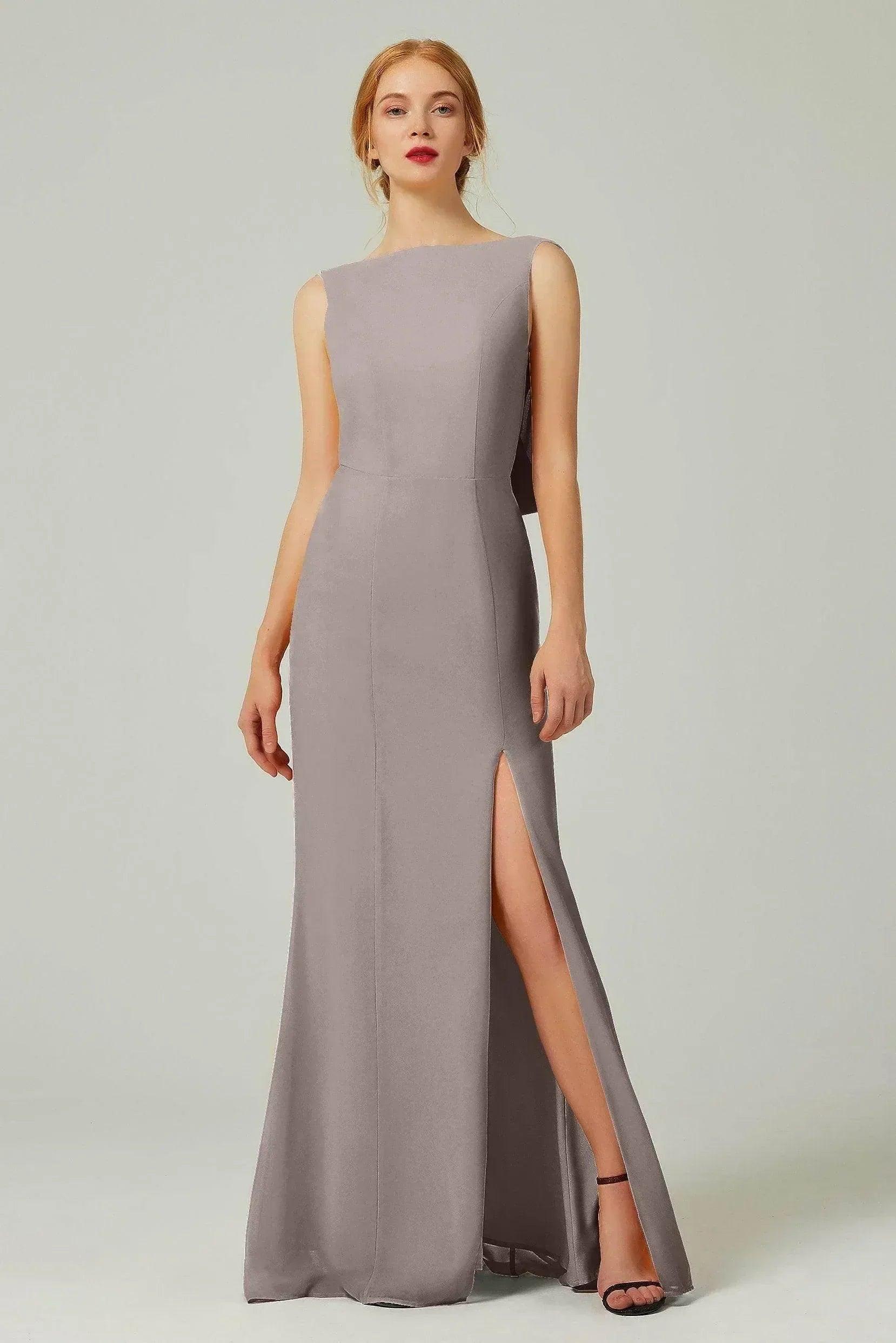Sheath-Column Sweep-Brush Chiffon Bridesmaid Dress Formal Dresses CB0310PS