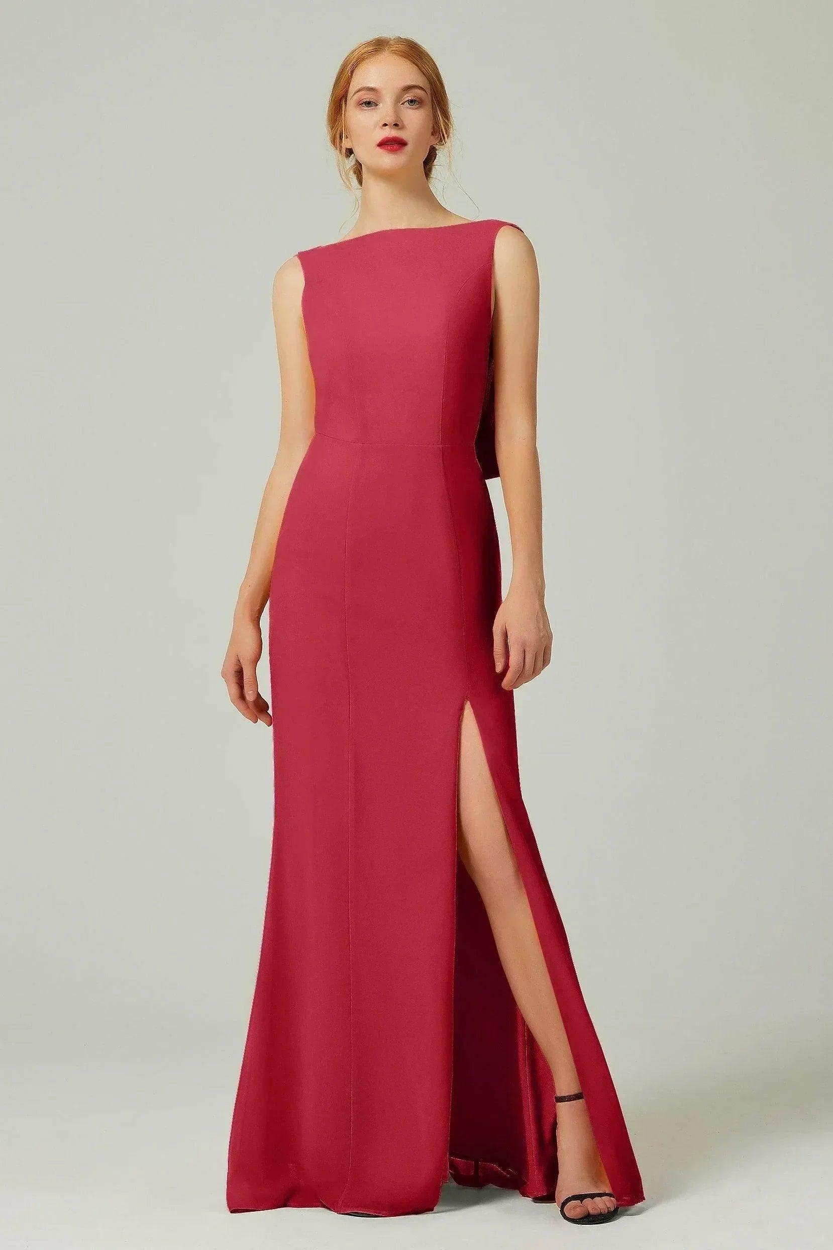 Sheath-Column Sweep-Brush Chiffon Bridesmaid Dress Formal Dresses CB0310PS