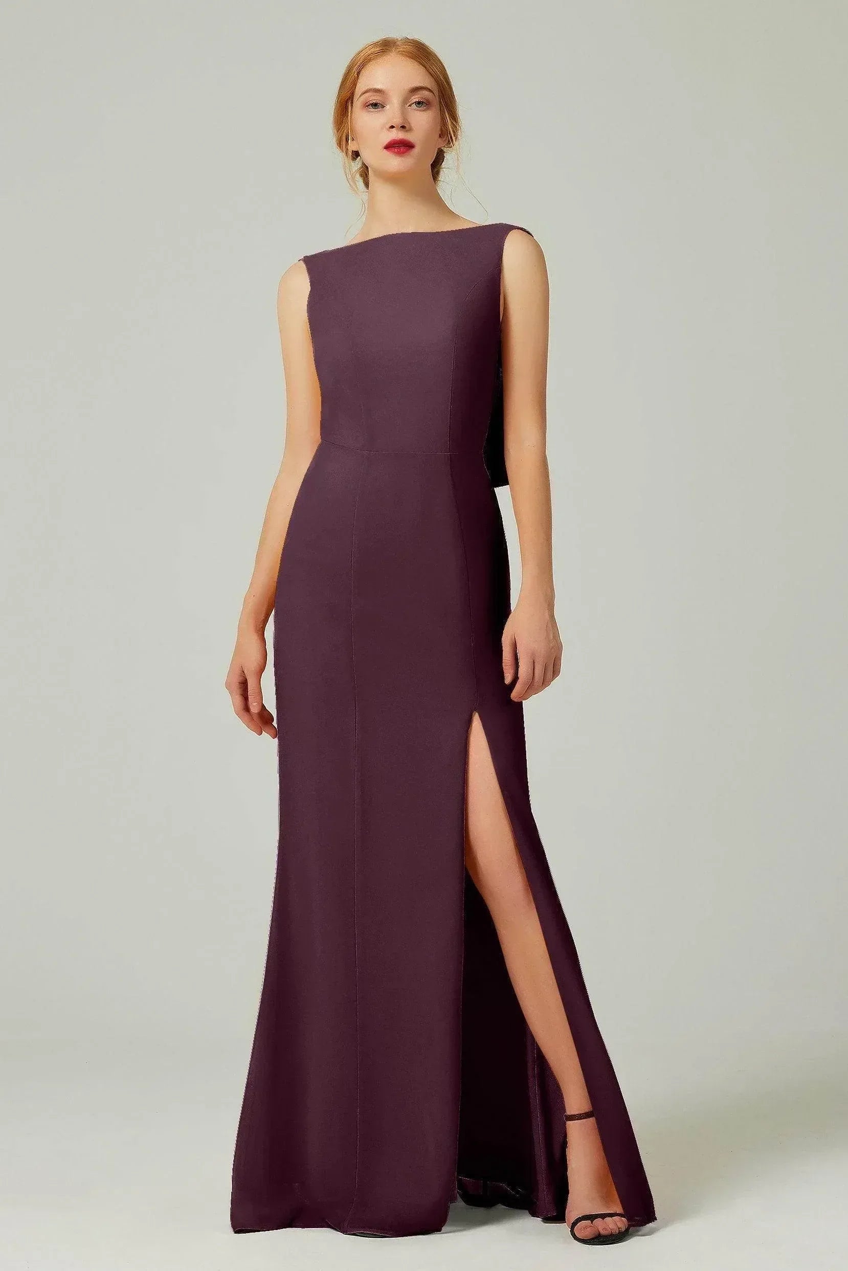 Sheath-Column Sweep-Brush Chiffon Bridesmaid Dress Formal Dresses CB0310PS