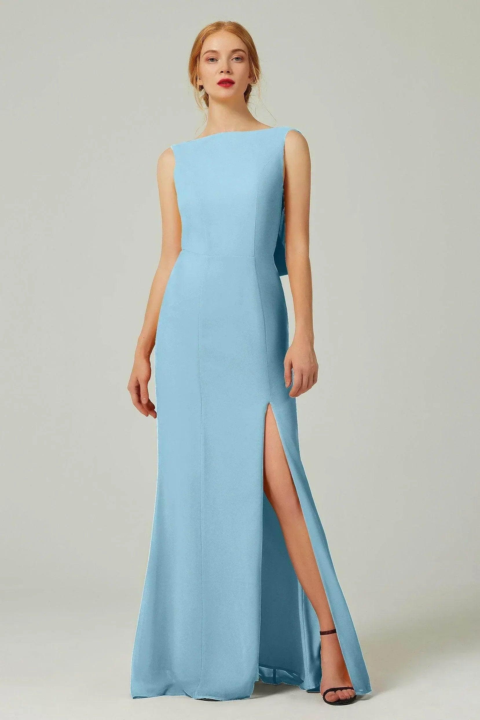 Sheath-Column Sweep-Brush Chiffon Bridesmaid Dress Formal Dresses CB0310PS