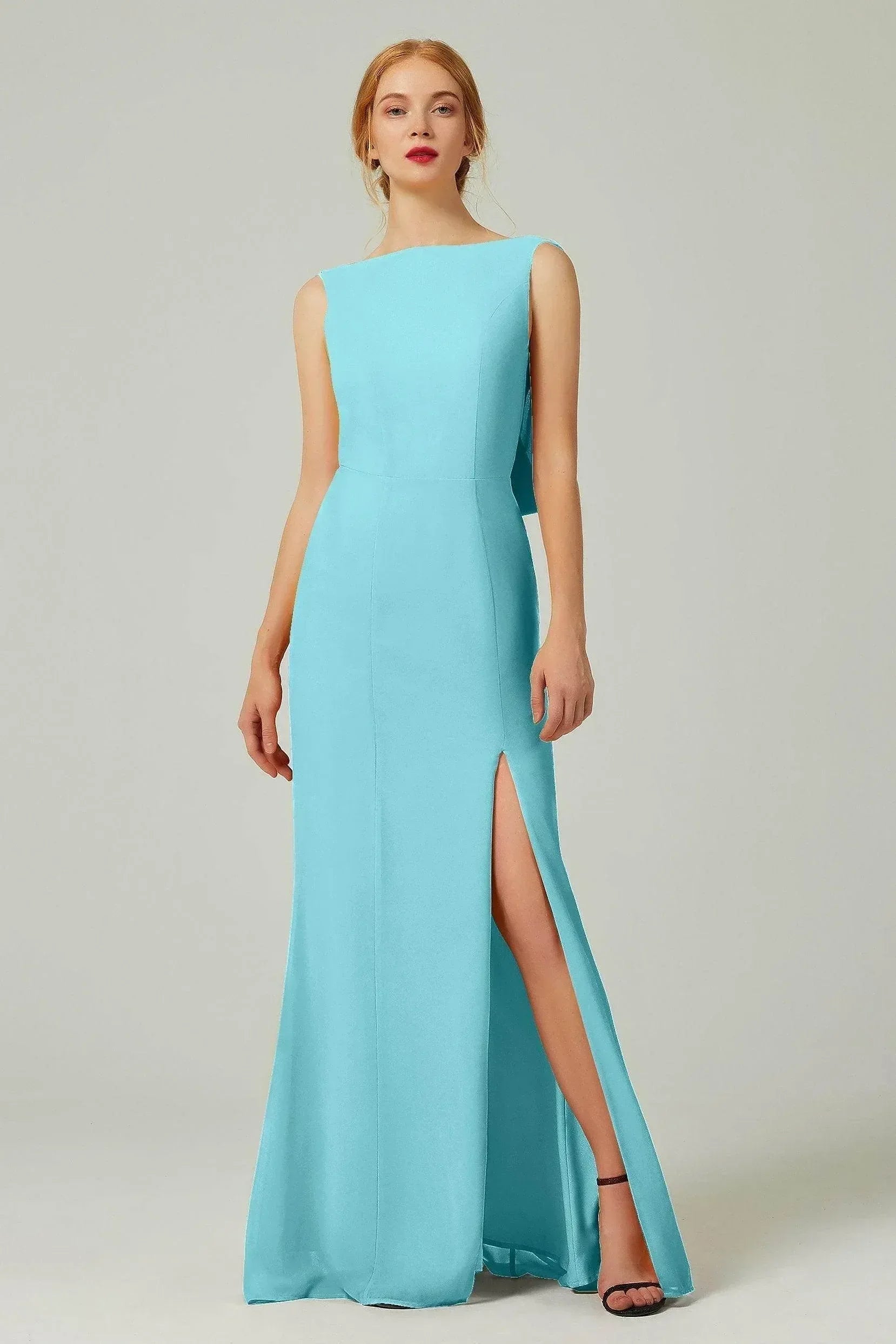 Sheath-Column Sweep-Brush Chiffon Bridesmaid Dress Formal Dresses CB0310PS