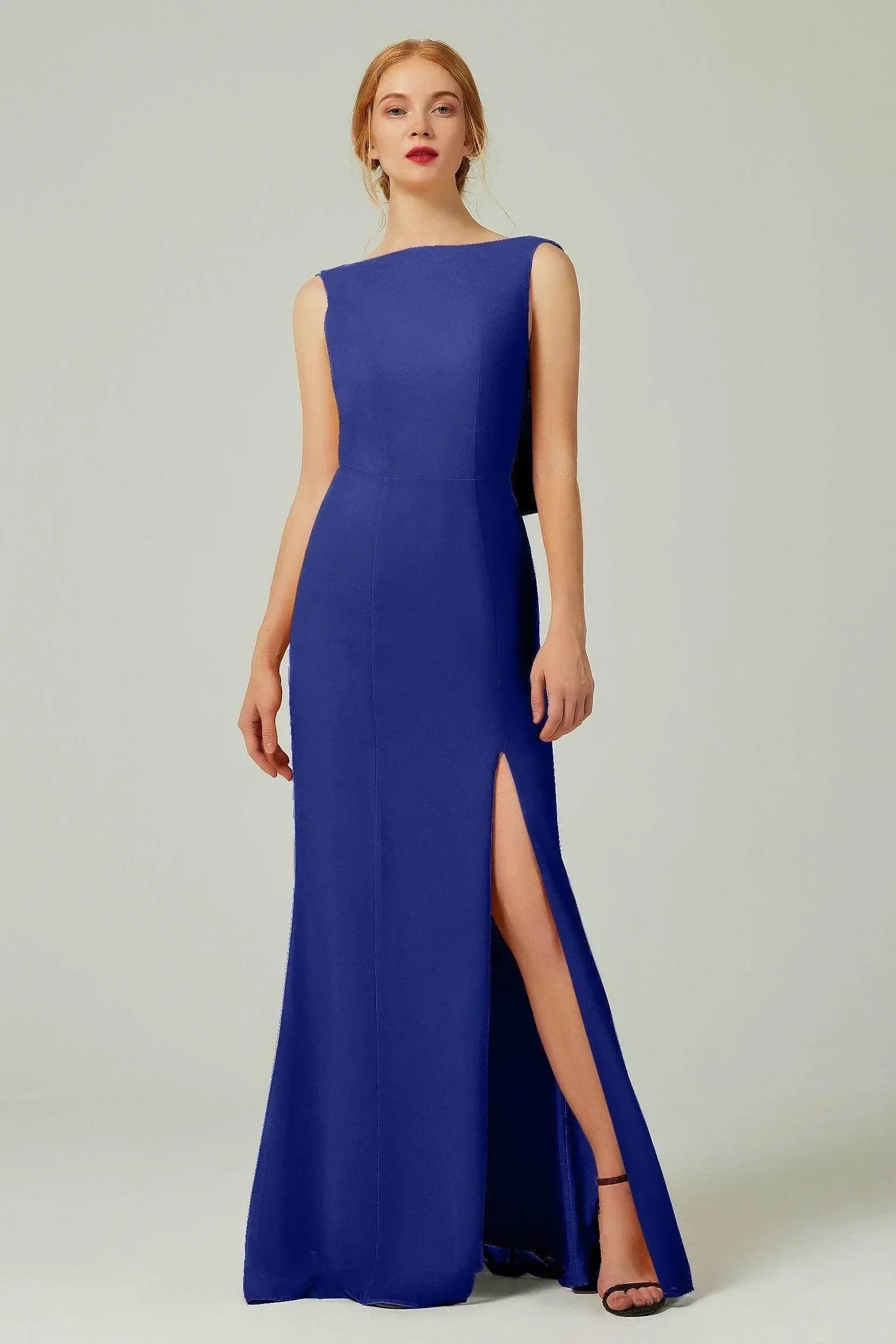 Sheath-Column Sweep-Brush Chiffon Bridesmaid Dress Formal Dresses CB0310PS