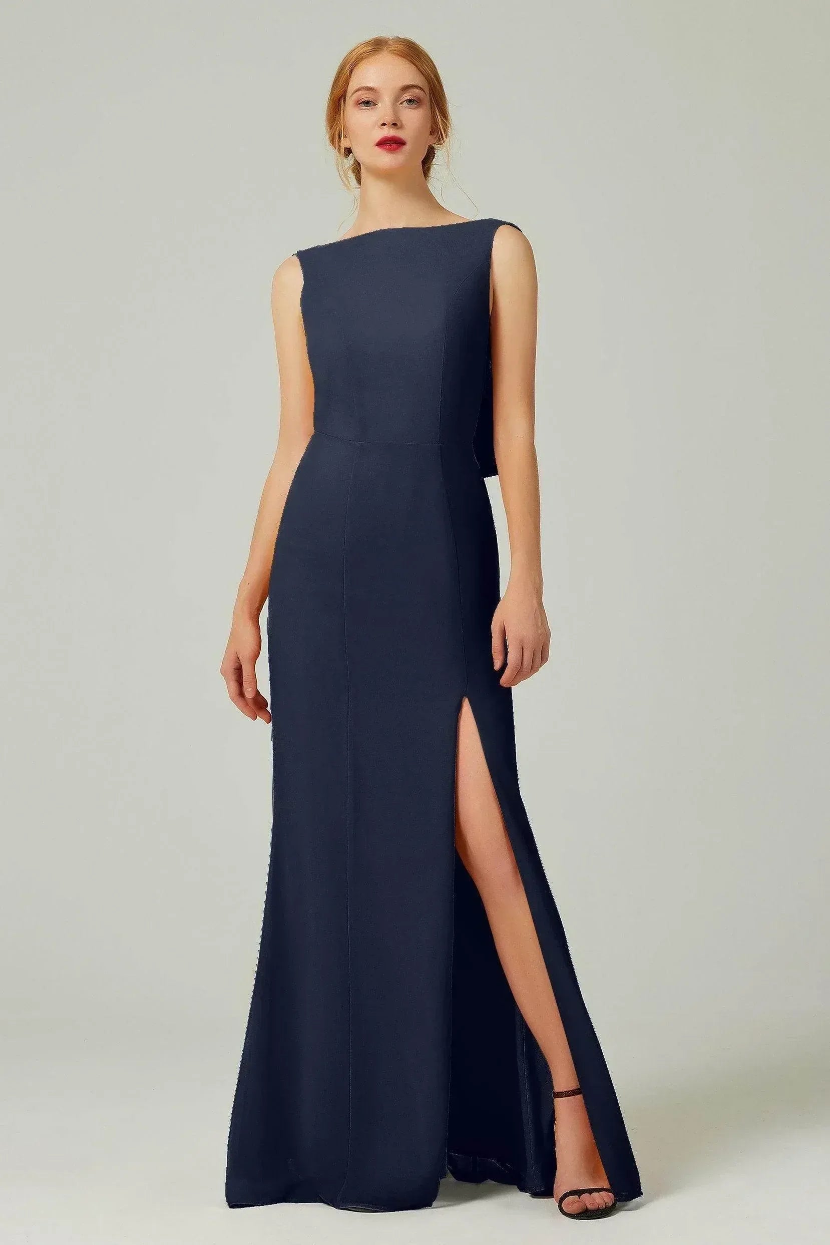 Sheath-Column Sweep-Brush Chiffon Bridesmaid Dress Formal Dresses CB0310PS