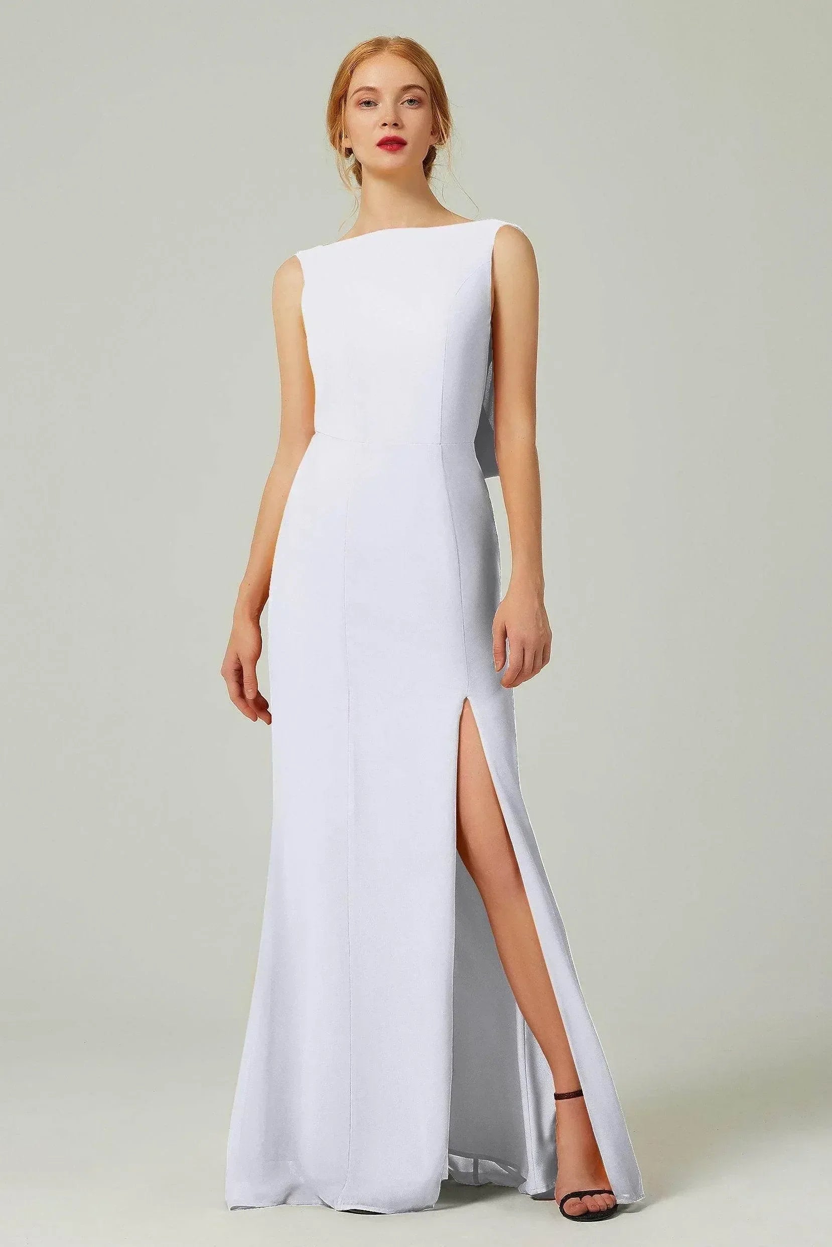 Sheath-Column Sweep-Brush Chiffon Bridesmaid Dress Formal Dresses CB0310PS
