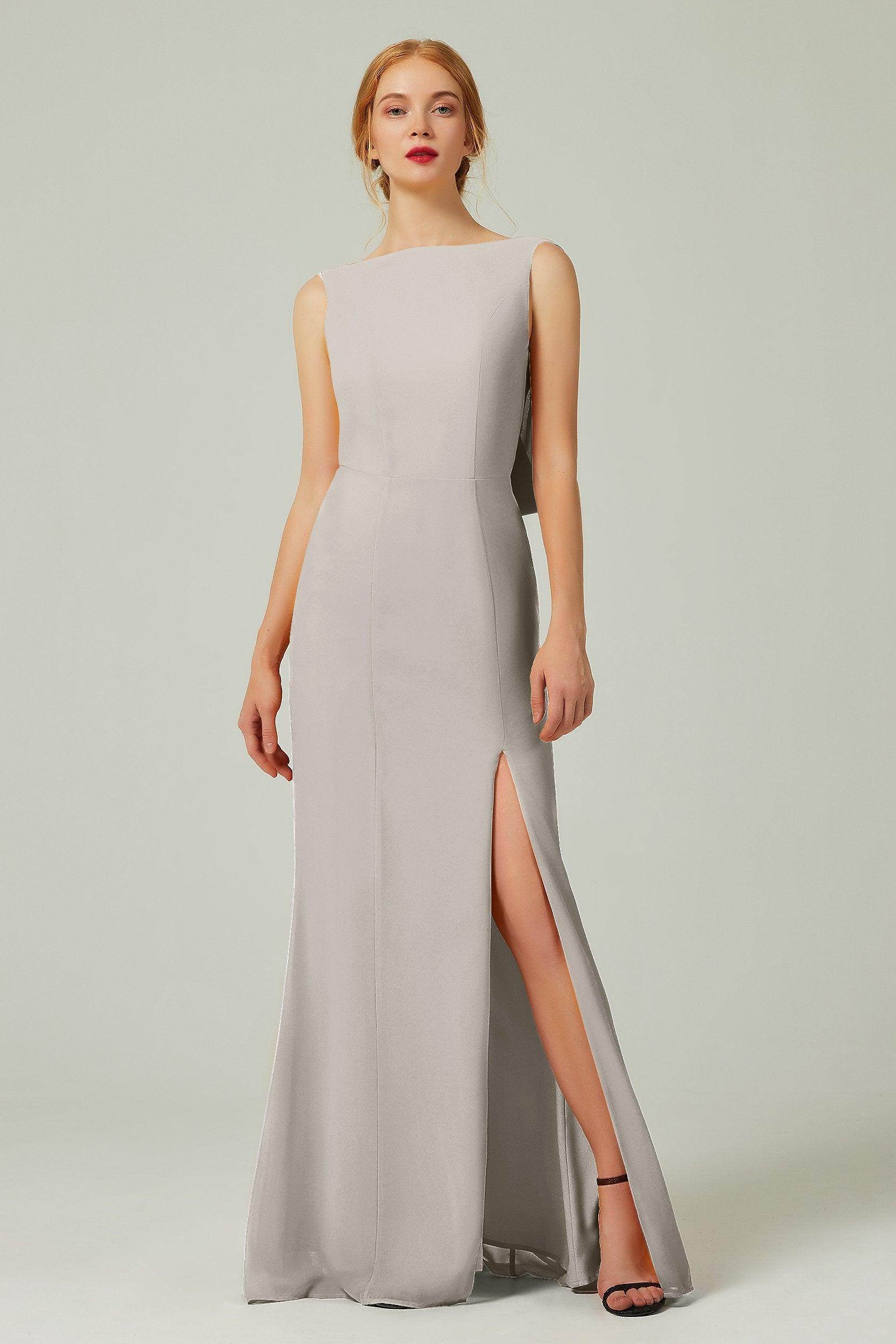 Sheath-Column Sweep-Brush Chiffon Bridesmaid Dress Formal Dresses CB0310PS