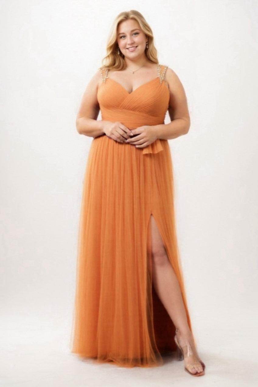 A-Line Floor Length Tulle Bridesmaid Dress CB0313