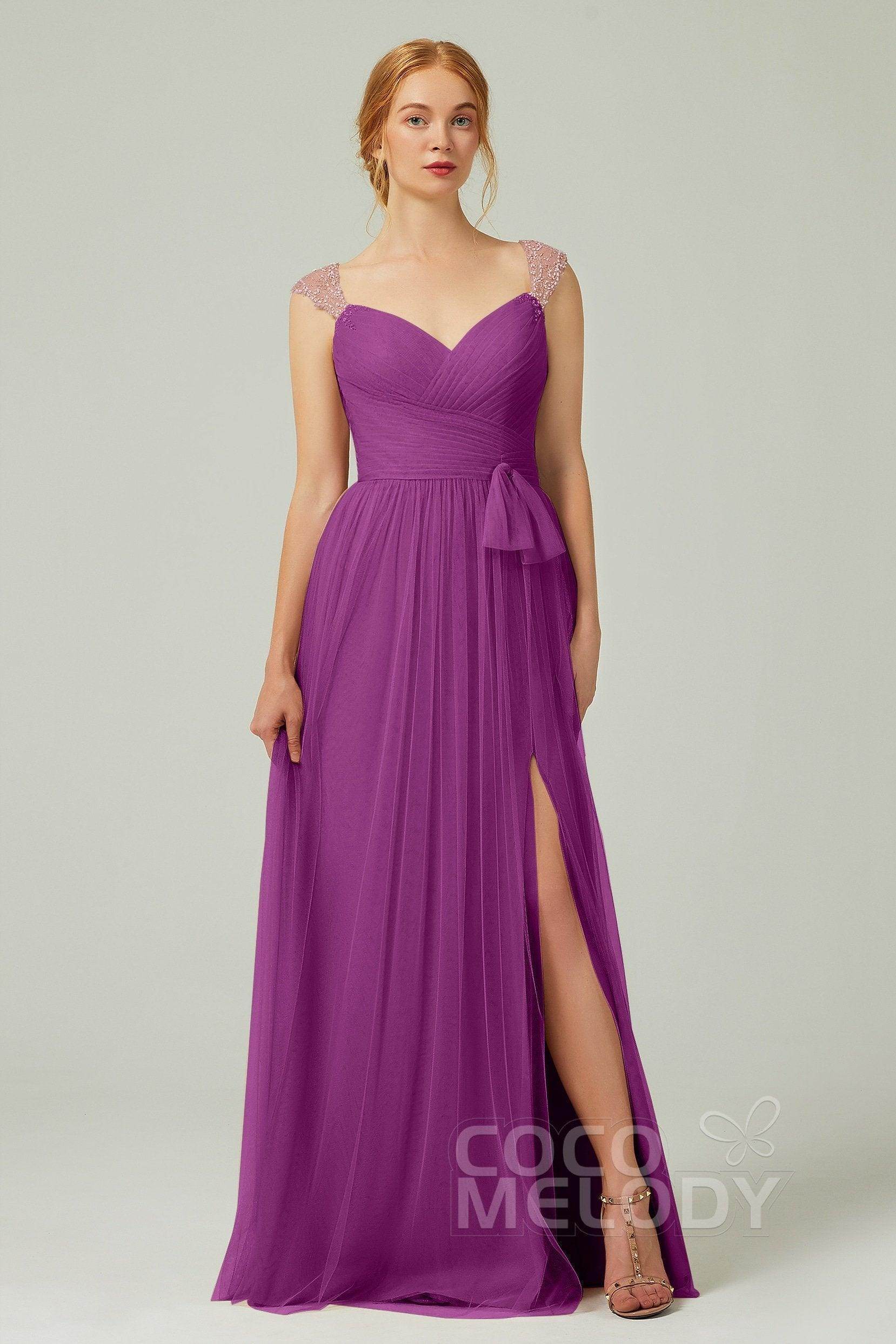 A-Line Floor Length Tulle Bridesmaid Dress CB0313PS