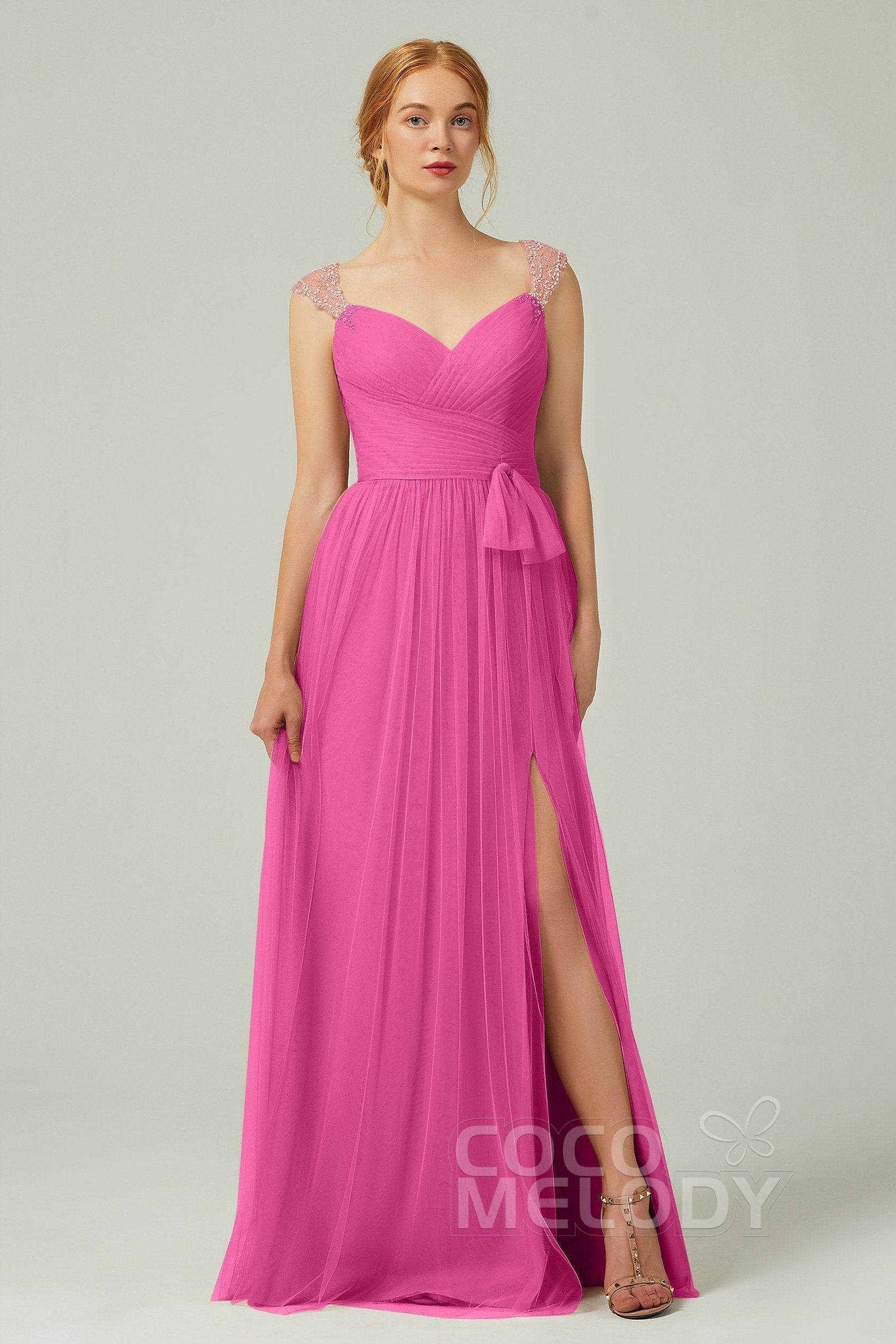A-Line Floor Length Tulle Bridesmaid Dress CB0313PS