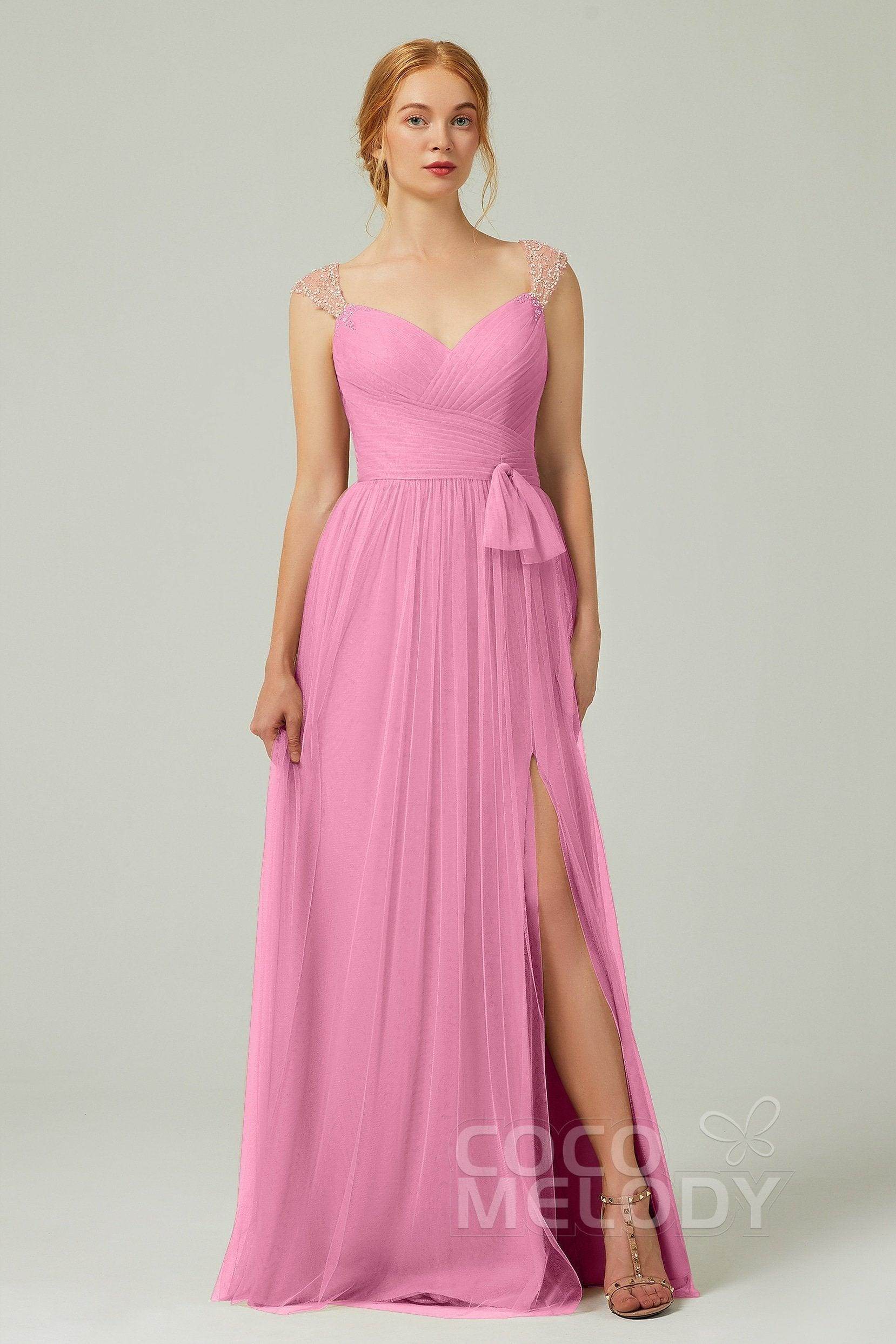 A-Line Floor Length Tulle Bridesmaid Dress CB0313PS