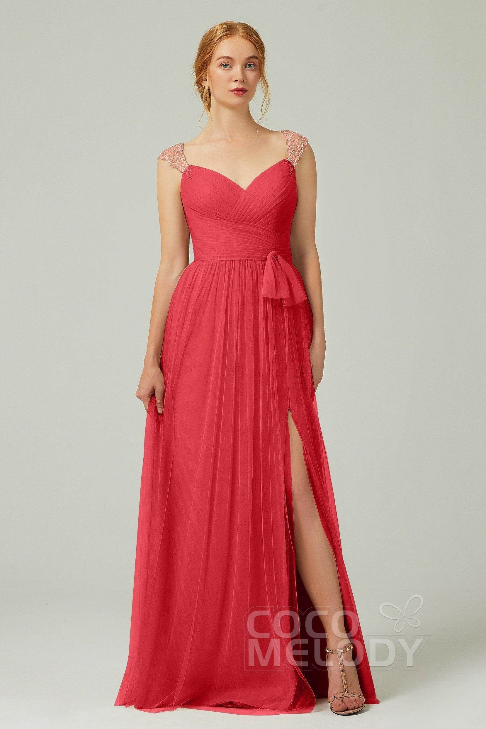 A-Line Floor Length Tulle Bridesmaid Dress CB0313PS