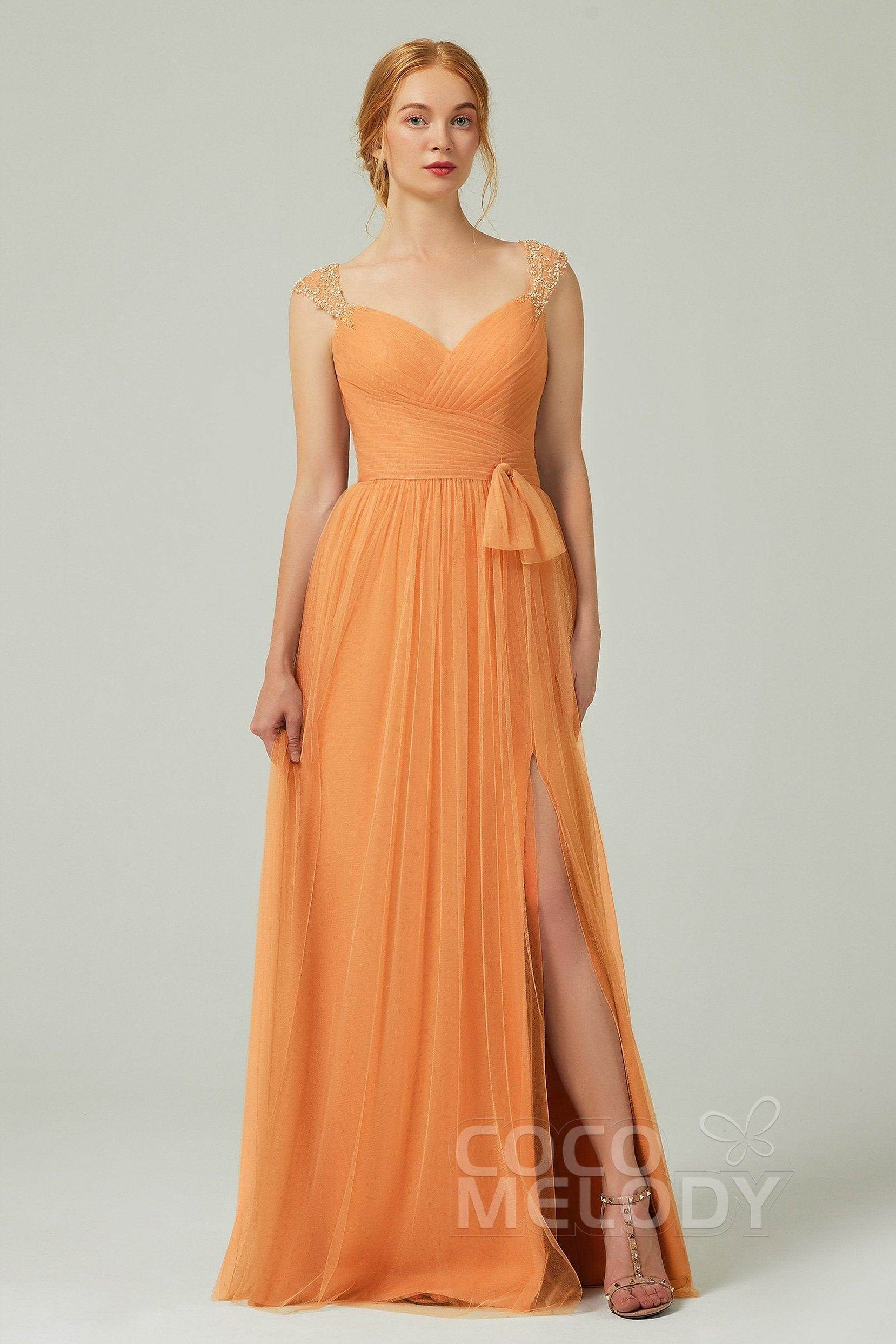 A-Line Floor Length Tulle Bridesmaid Dress CB0313PS