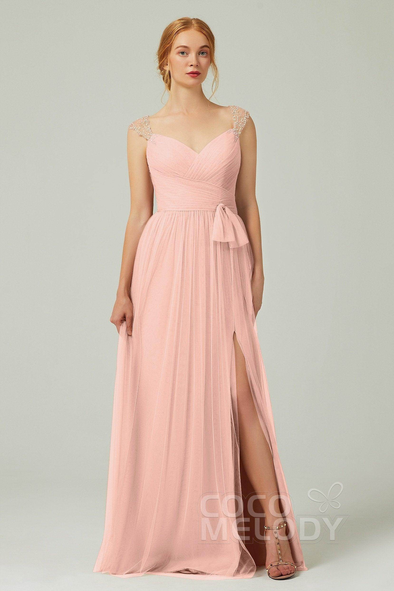 A-Line Floor Length Tulle Bridesmaid Dress CB0313PS