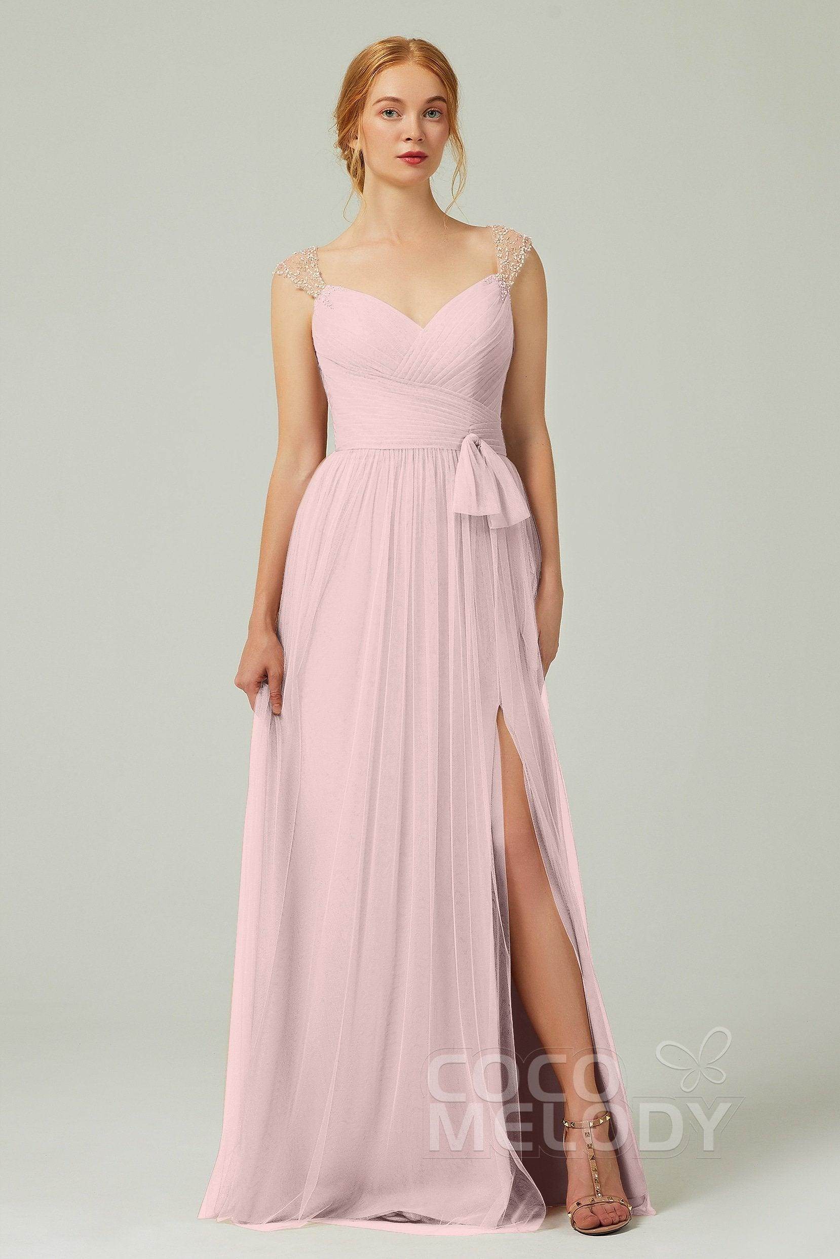 A-Line Floor Length Tulle Bridesmaid Dress CB0313PS