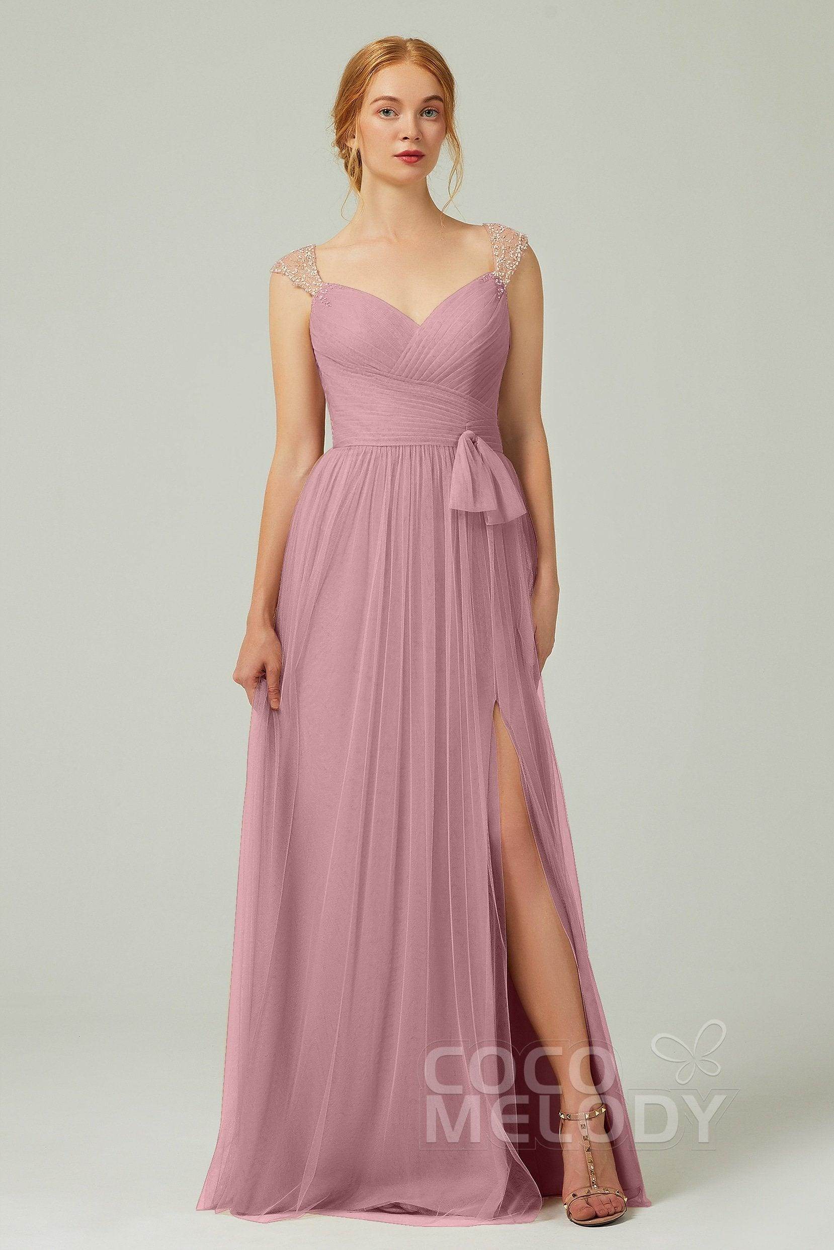 A-Line Floor Length Tulle Bridesmaid Dress CB0313PS