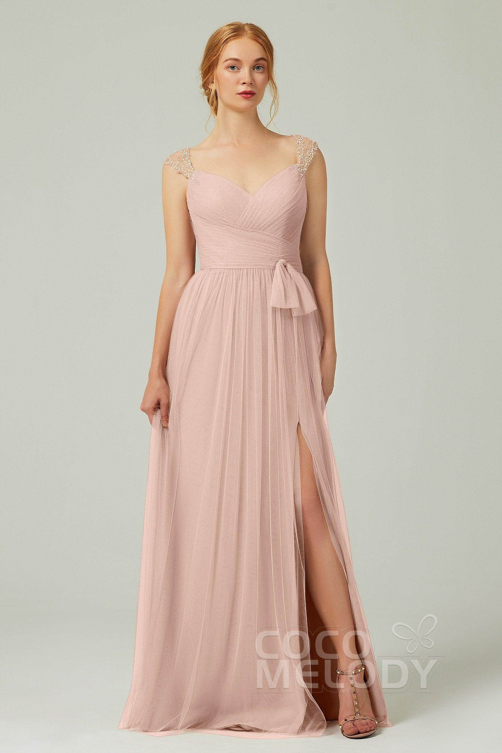 A-Line Floor Length Tulle Bridesmaid Dress CB0313PS