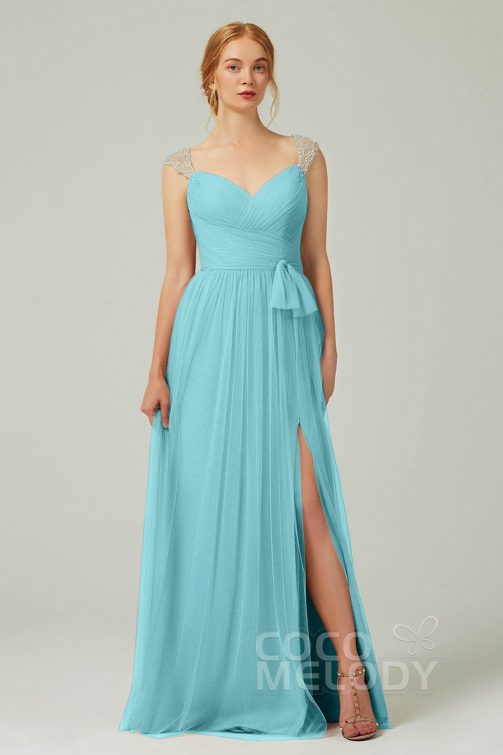 A-Line Floor Length Tulle Bridesmaid Dress CB0313PS