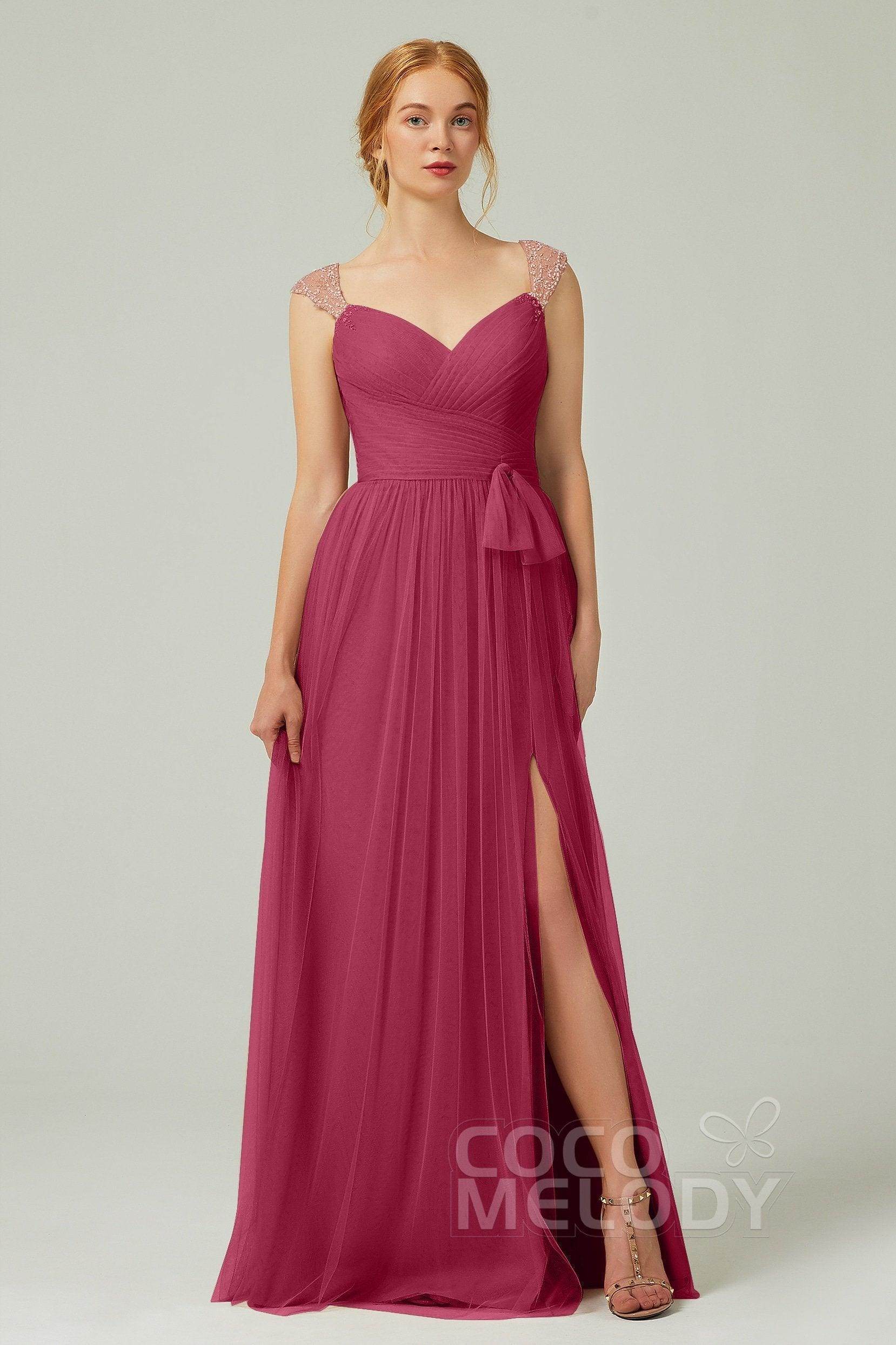 A-Line Floor Length Tulle Bridesmaid Dress CB0313PS