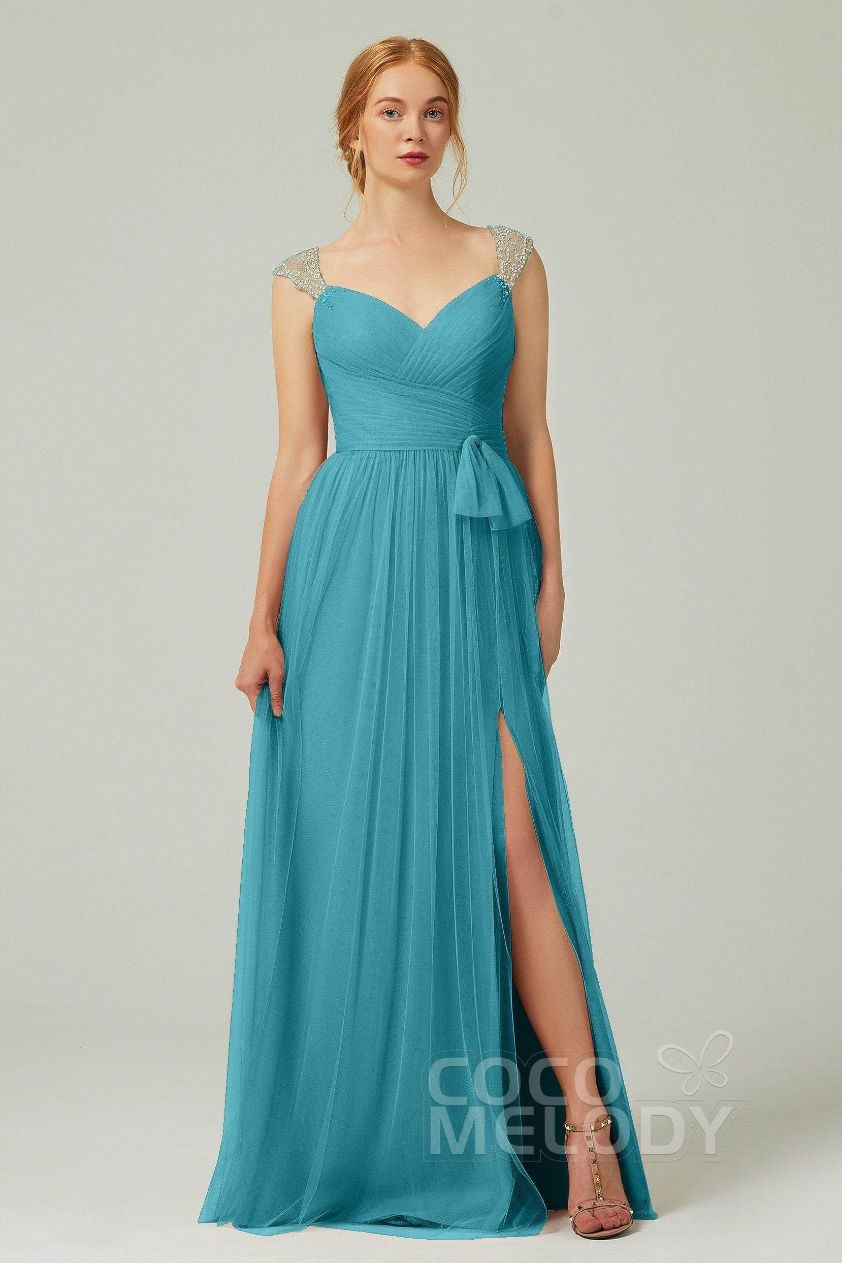 A-Line Floor Length Tulle Bridesmaid Dress CB0313PS