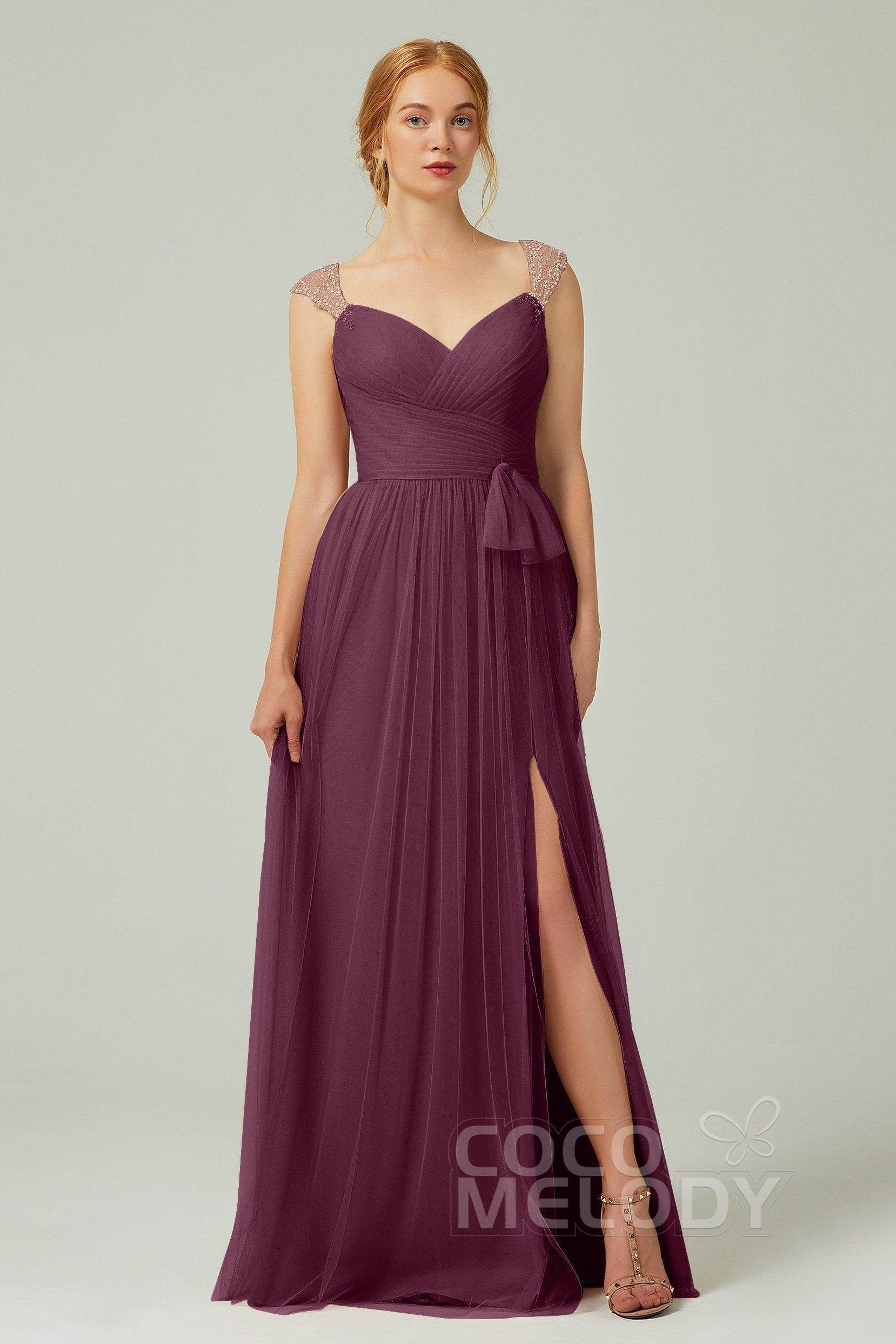 A-Line Floor Length Tulle Bridesmaid Dress CB0313PS
