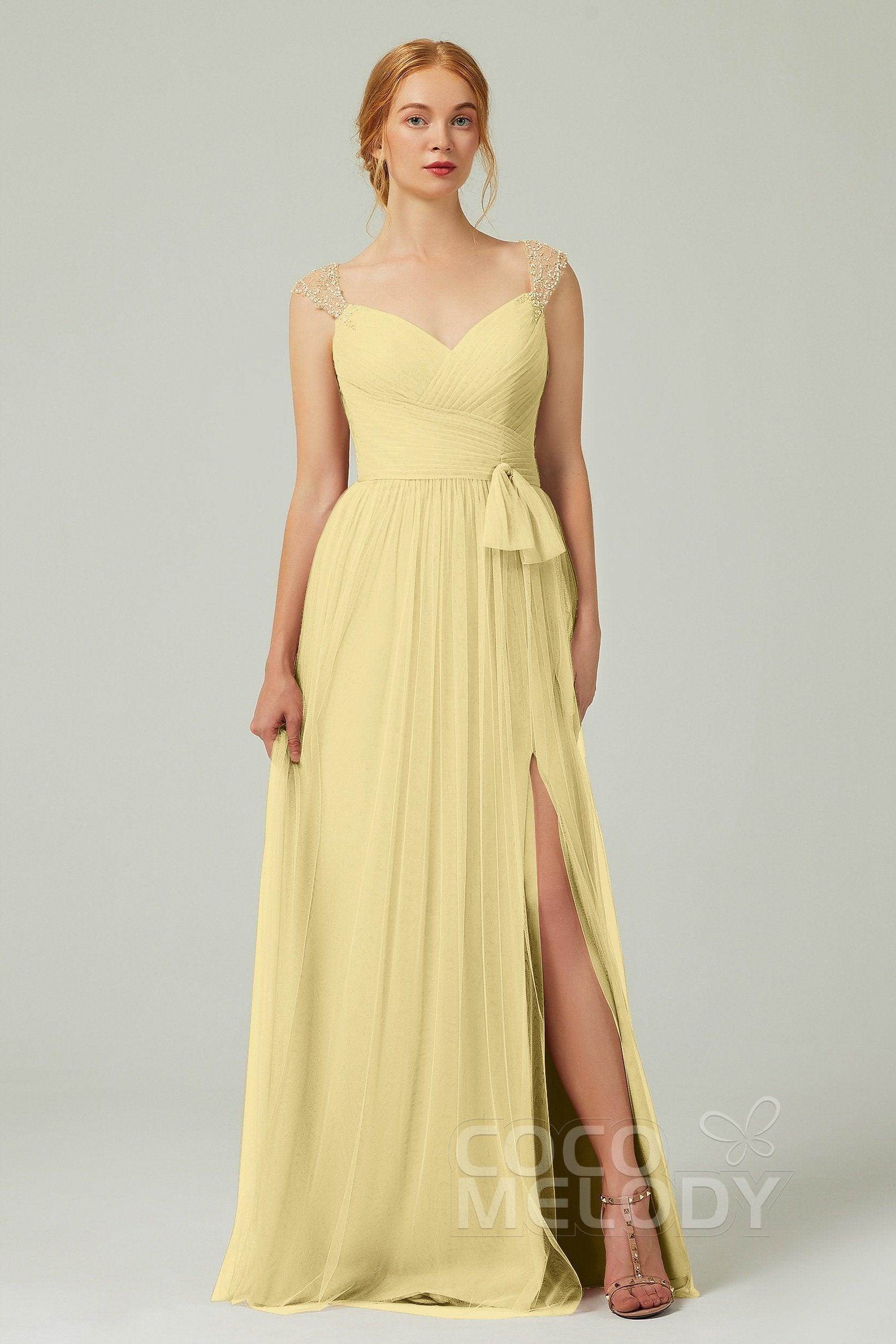 A-Line Floor Length Tulle Bridesmaid Dress CB0313PS