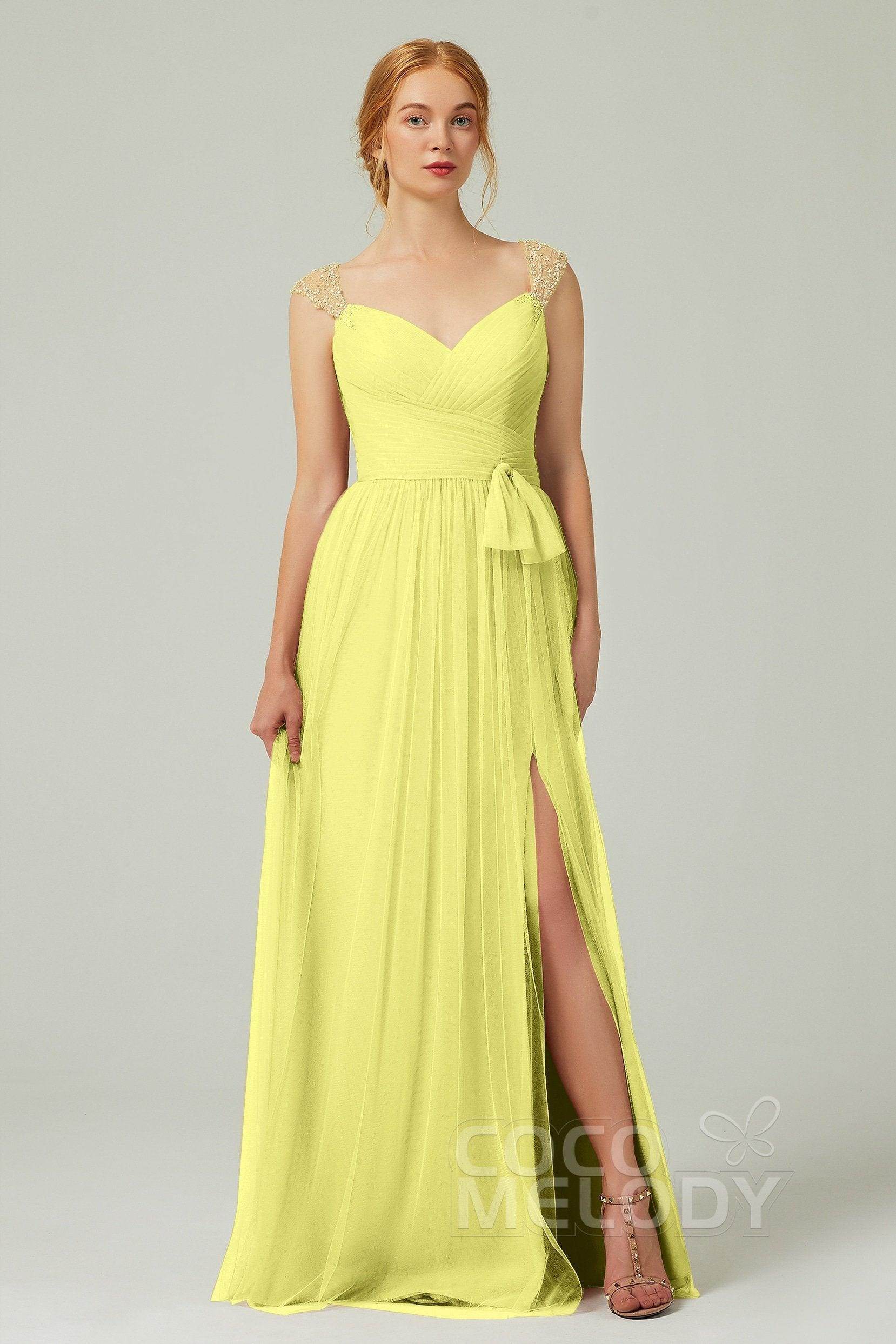 A-Line Floor Length Tulle Bridesmaid Dress CB0313PS
