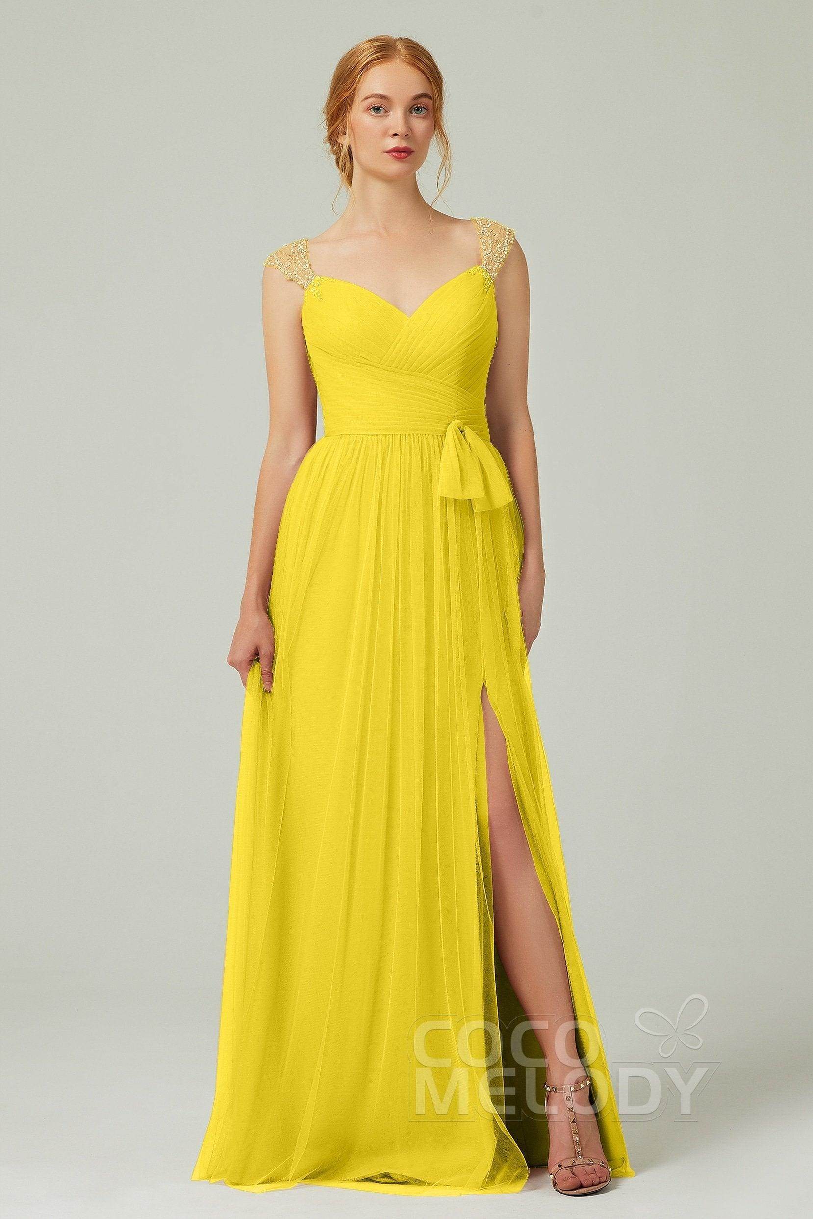 A-Line Floor Length Tulle Bridesmaid Dress CB0313PS