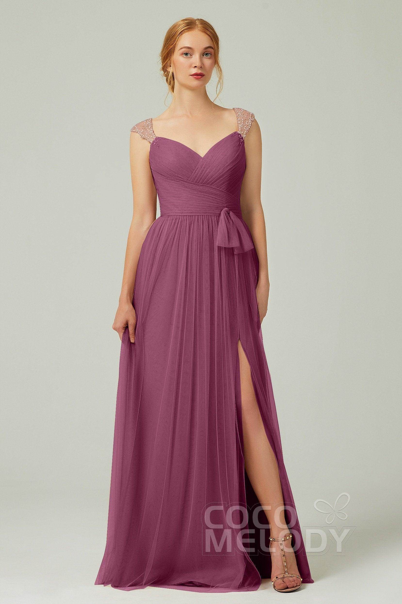 A-Line Floor Length Tulle Bridesmaid Dress CB0313PS