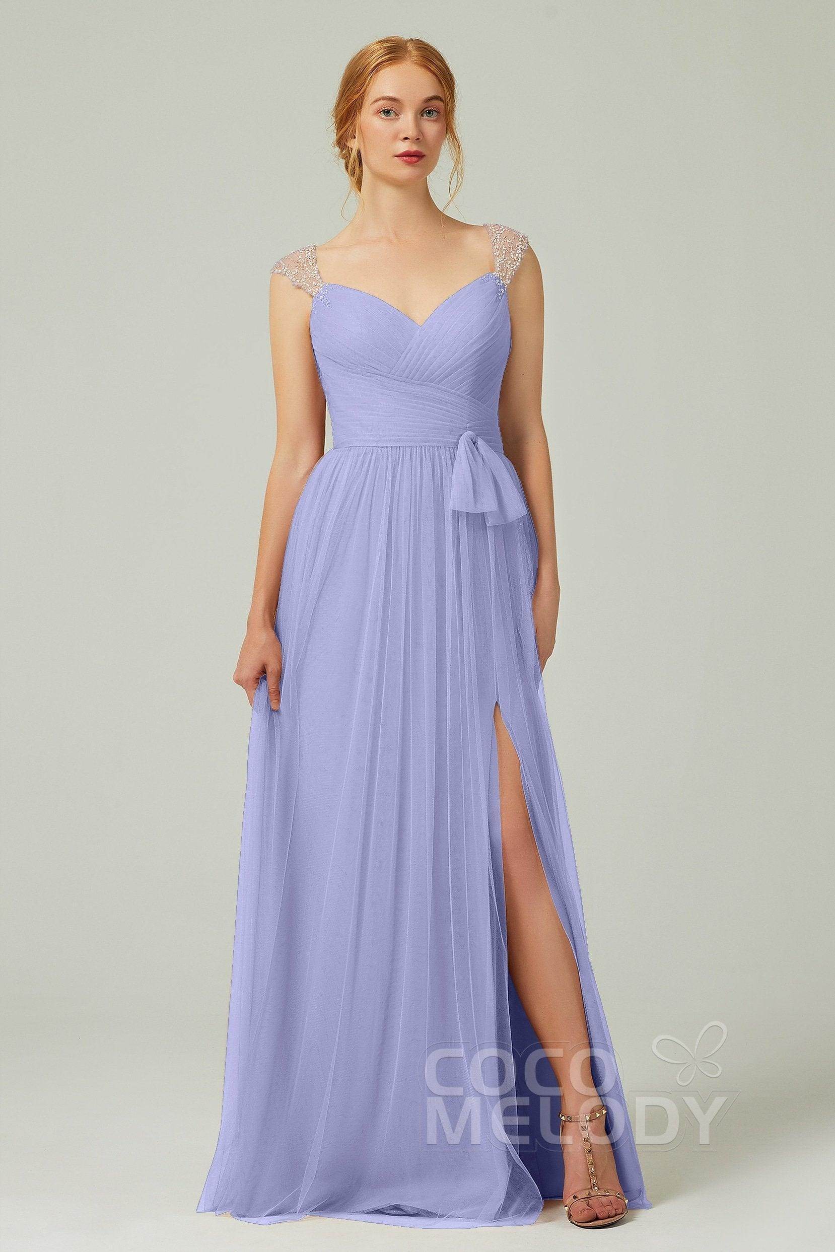 A-Line Floor Length Tulle Bridesmaid Dress CB0313PS