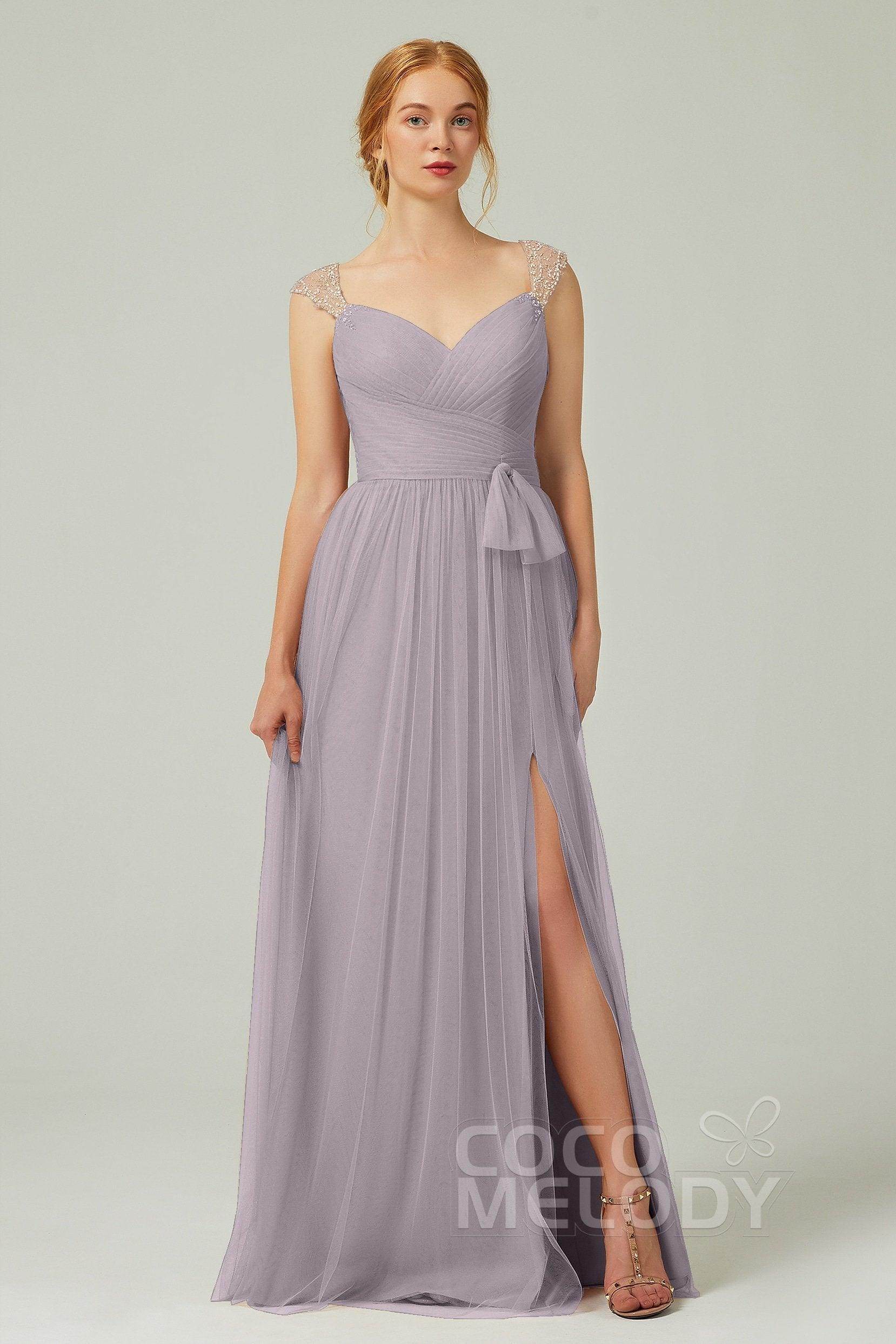 A-Line Floor Length Tulle Bridesmaid Dress CB0313PS