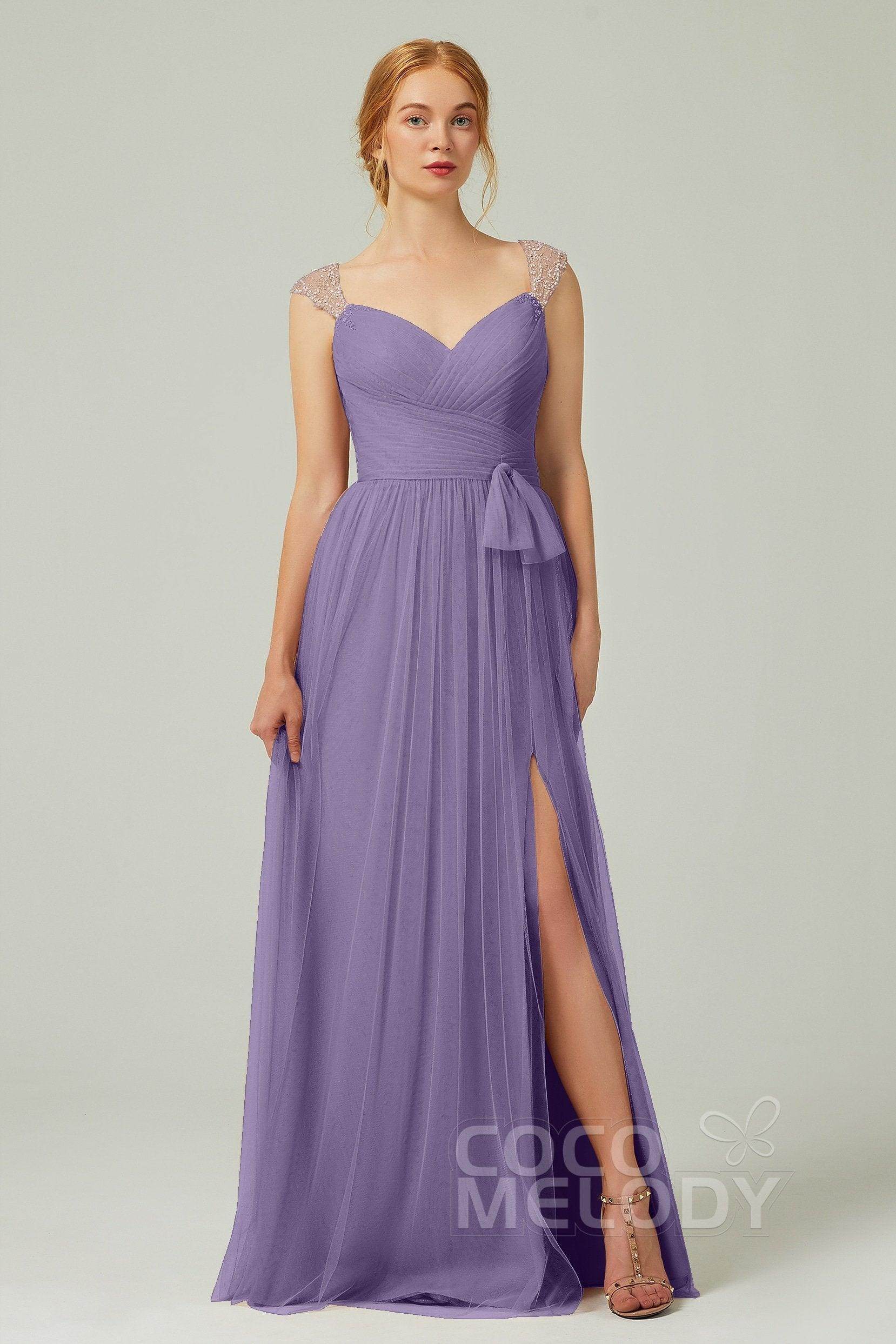 A-Line Floor Length Tulle Bridesmaid Dress CB0313PS