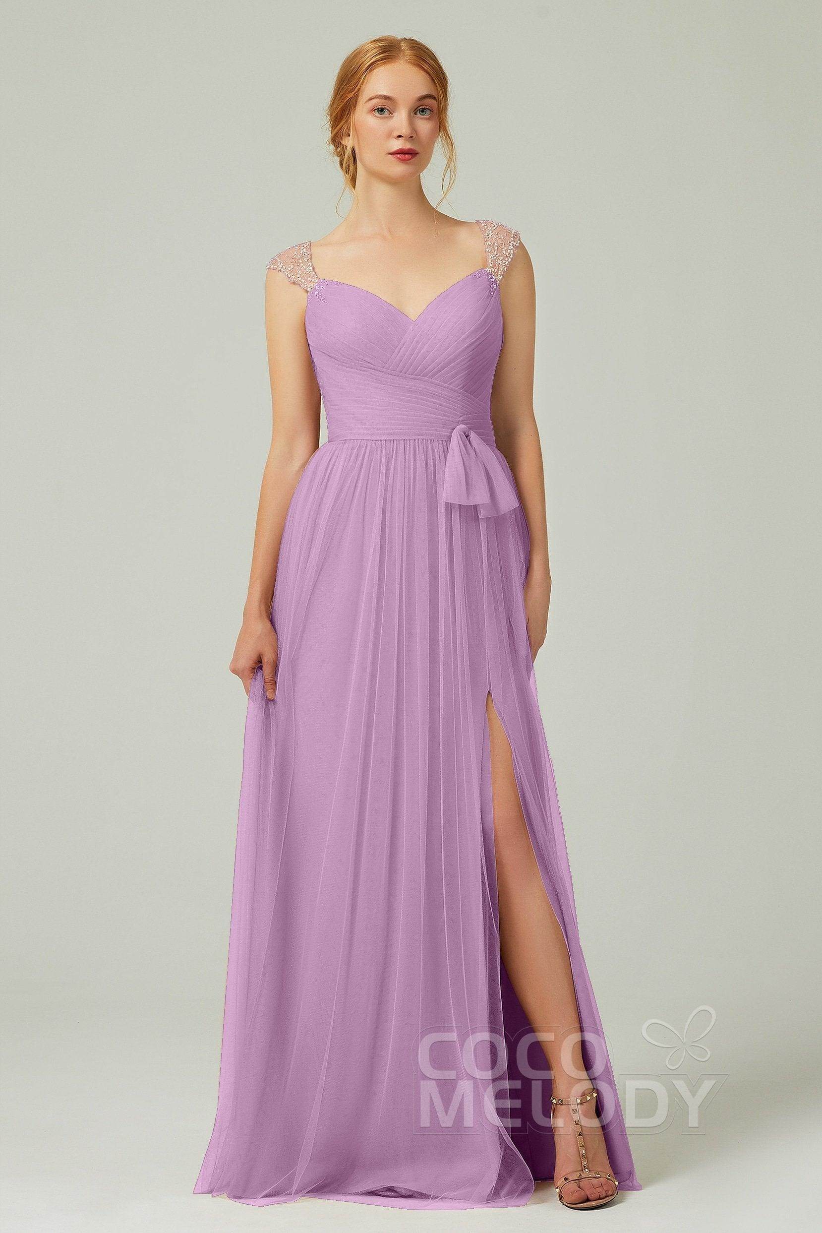 A-Line Floor Length Tulle Bridesmaid Dress CB0313PS