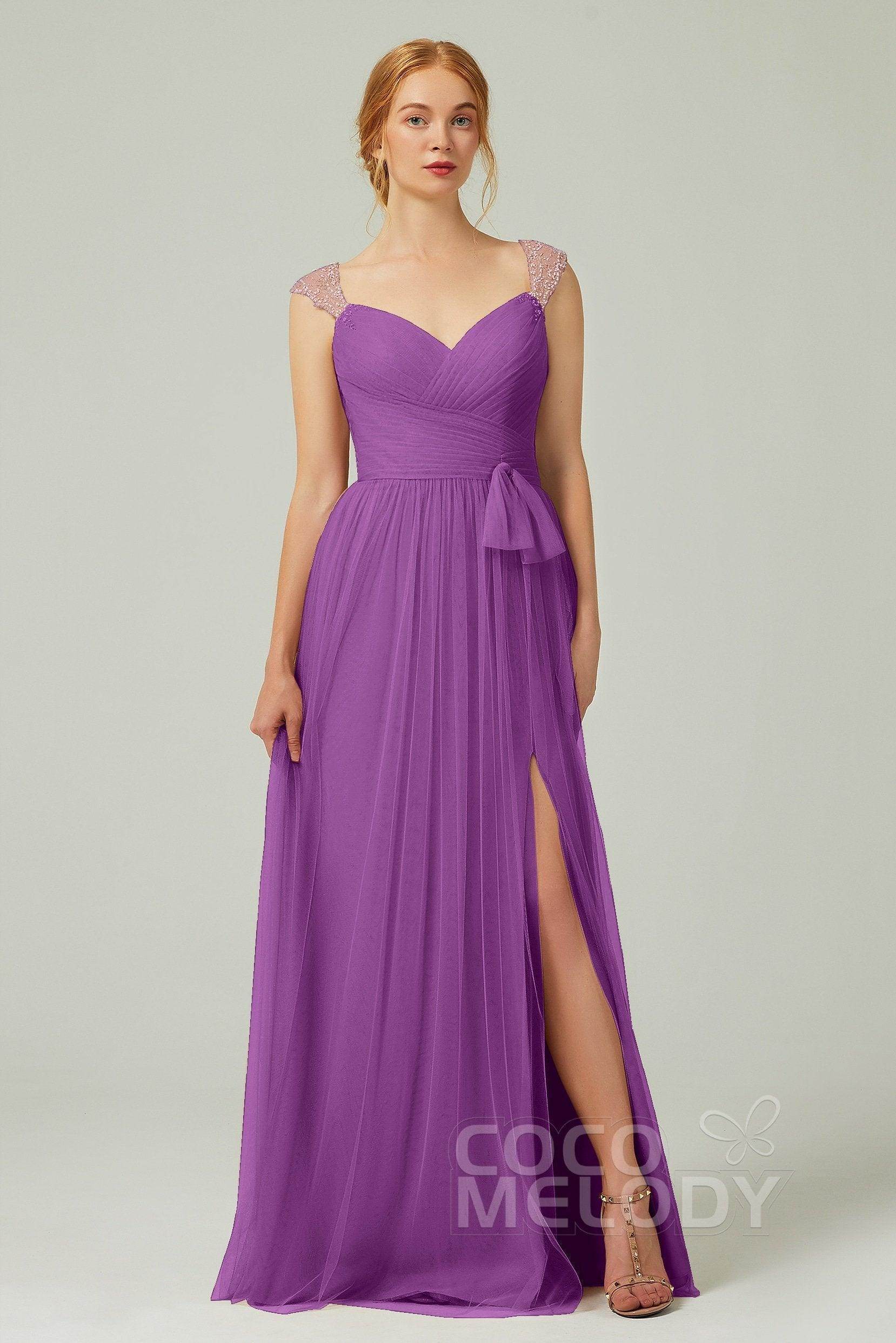 A-Line Floor Length Tulle Bridesmaid Dress CB0313PS