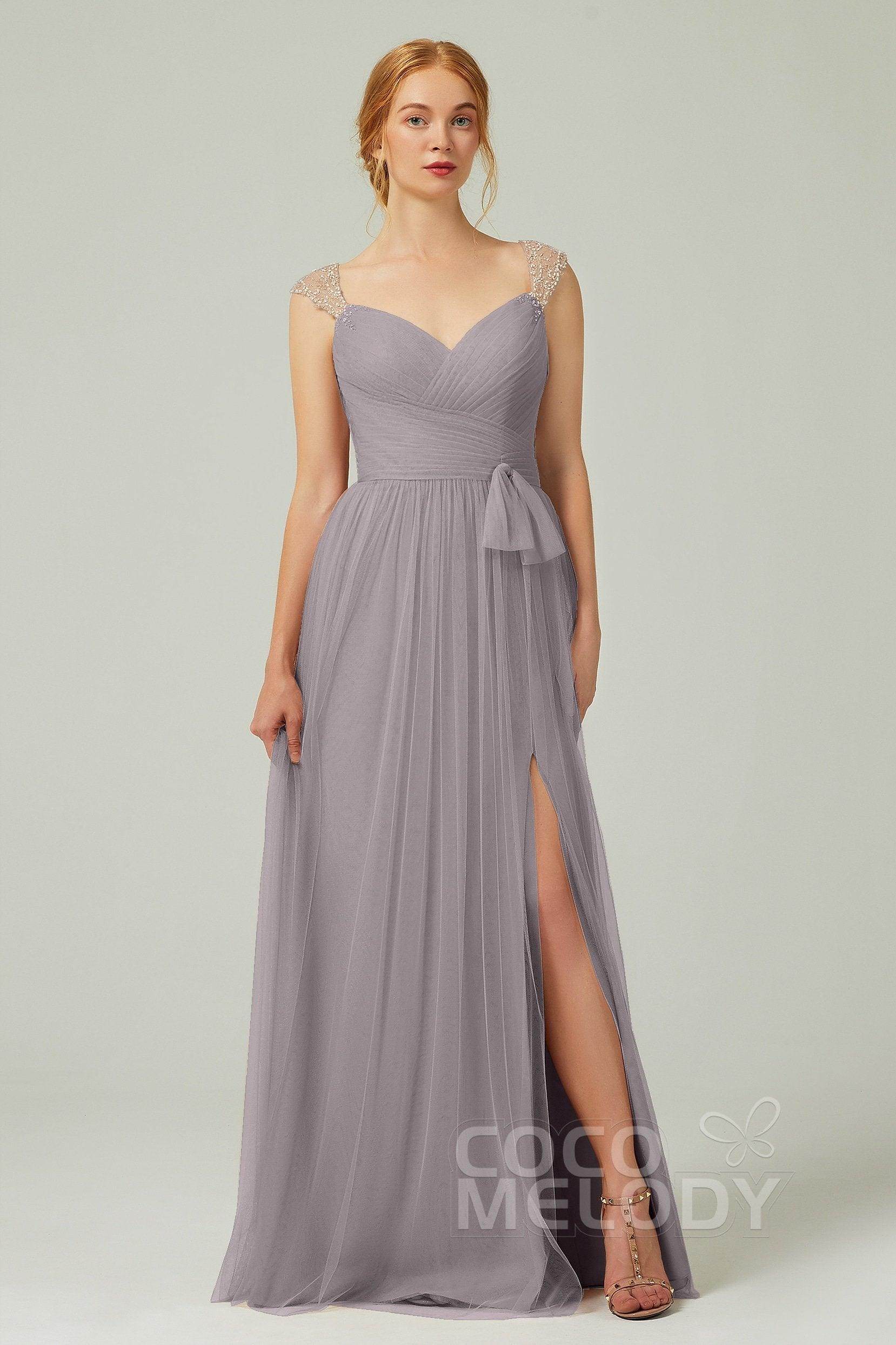 A-Line Floor Length Tulle Bridesmaid Dress CB0313PS