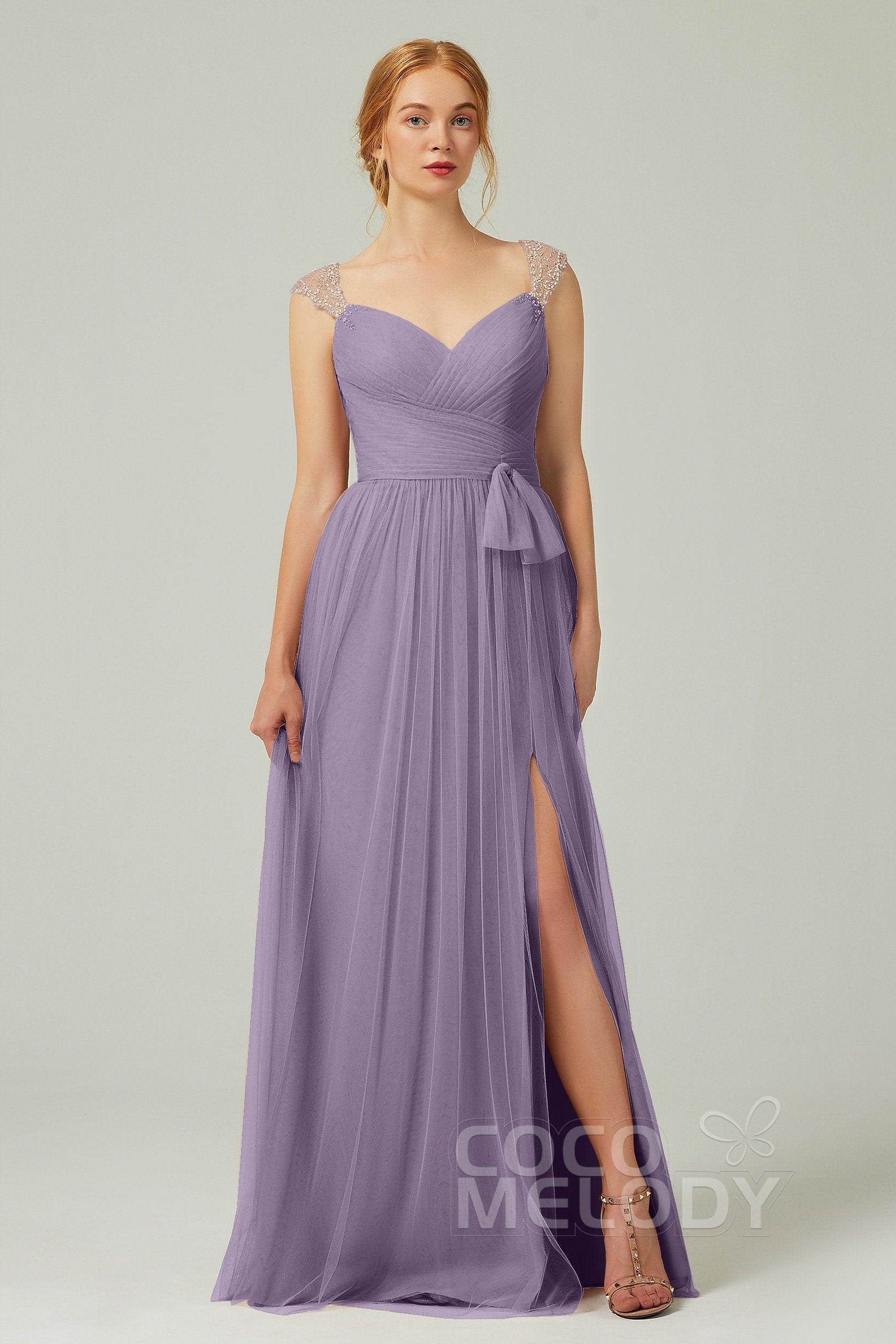 A-Line Floor Length Tulle Bridesmaid Dress CB0313PS