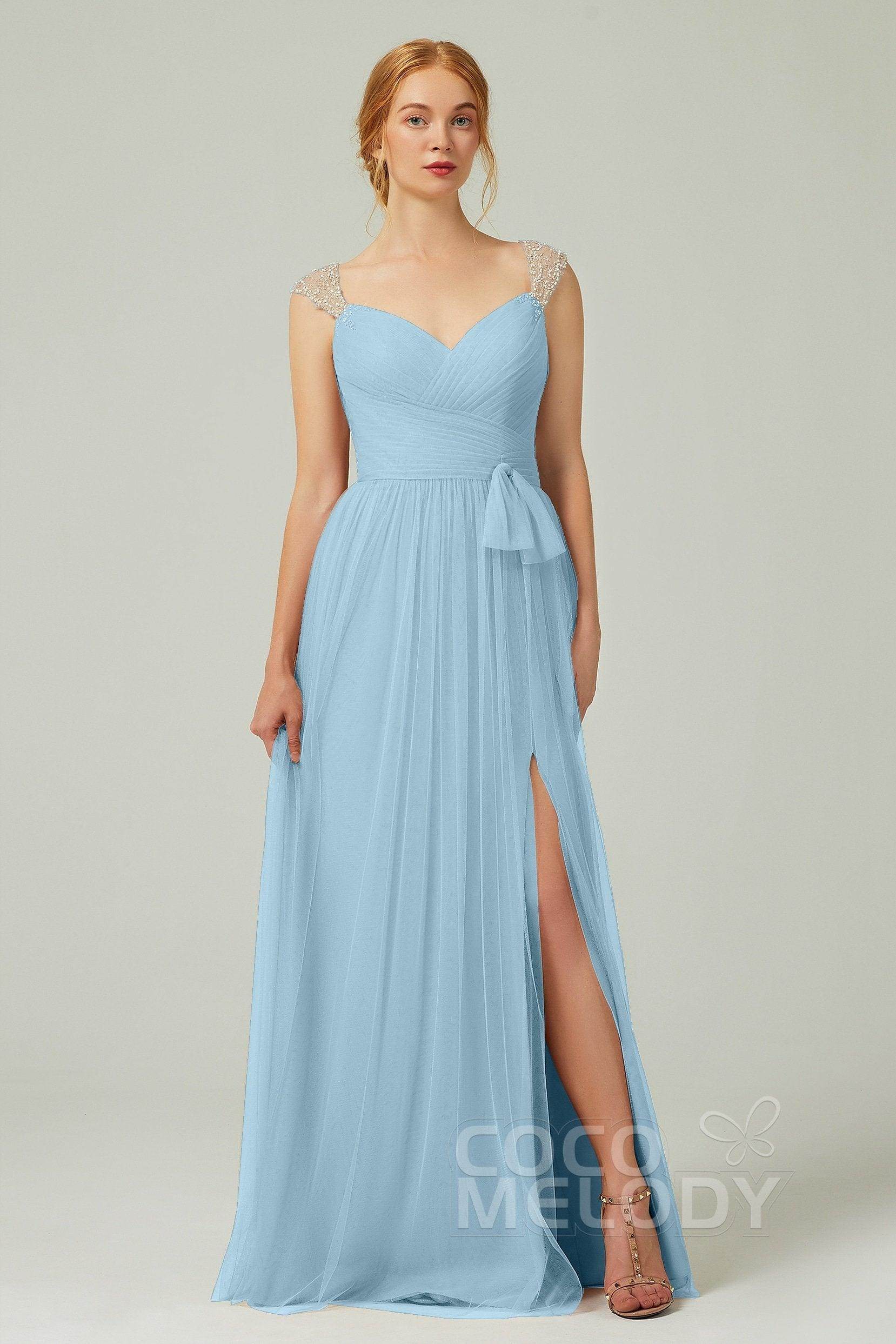 A-Line Floor Length Tulle Bridesmaid Dress CB0313PS