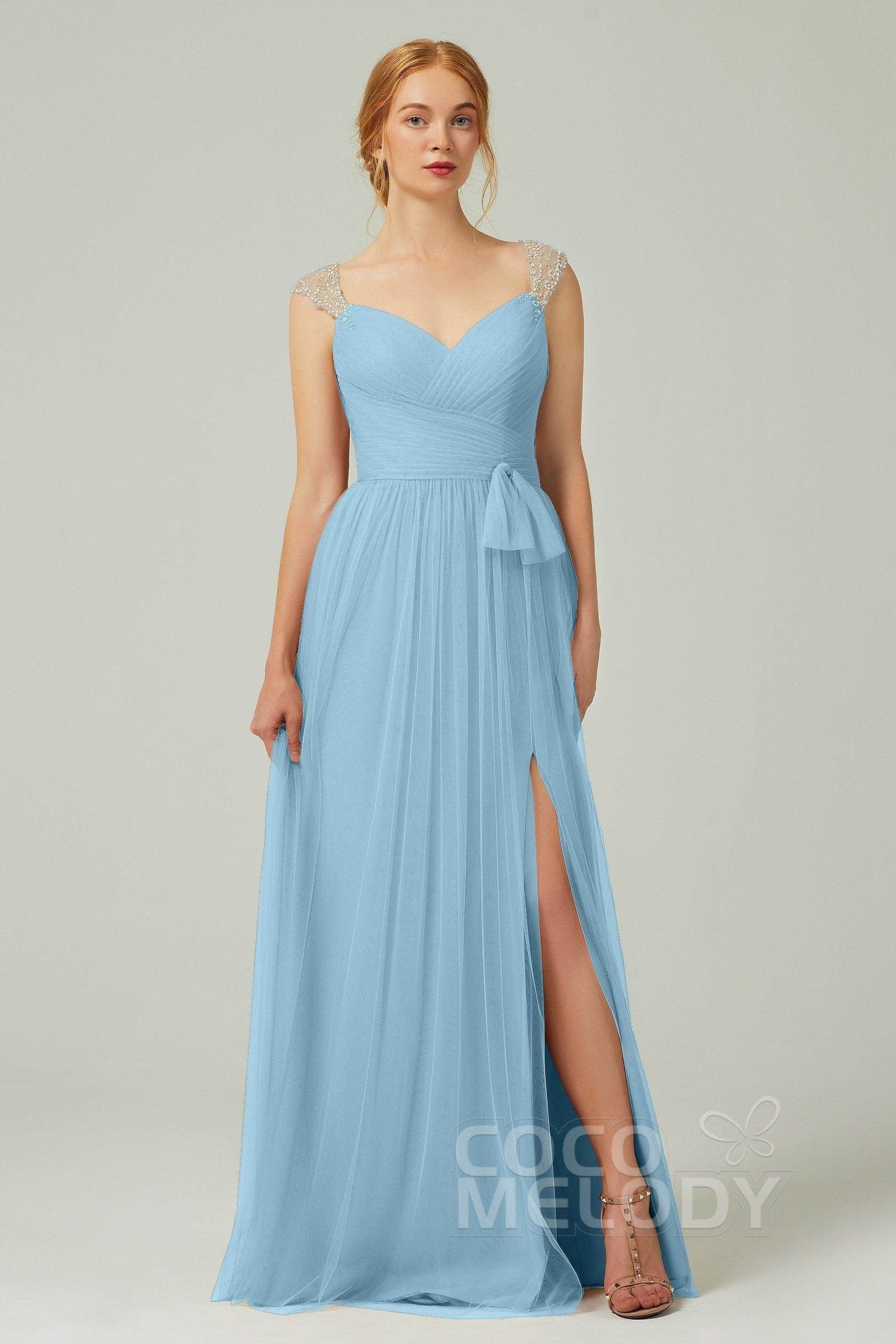 A-Line Floor Length Tulle Bridesmaid Dress CB0313PS