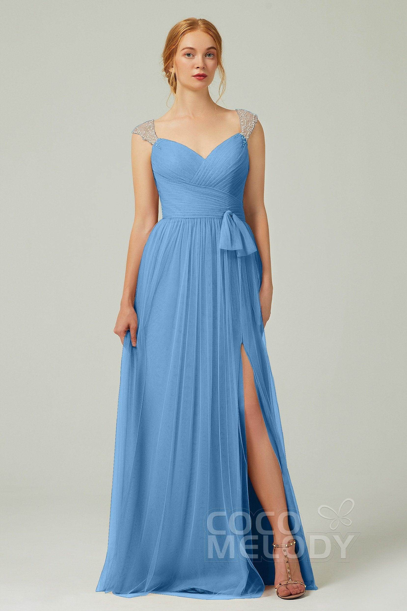 A-Line Floor Length Tulle Bridesmaid Dress CB0313PS