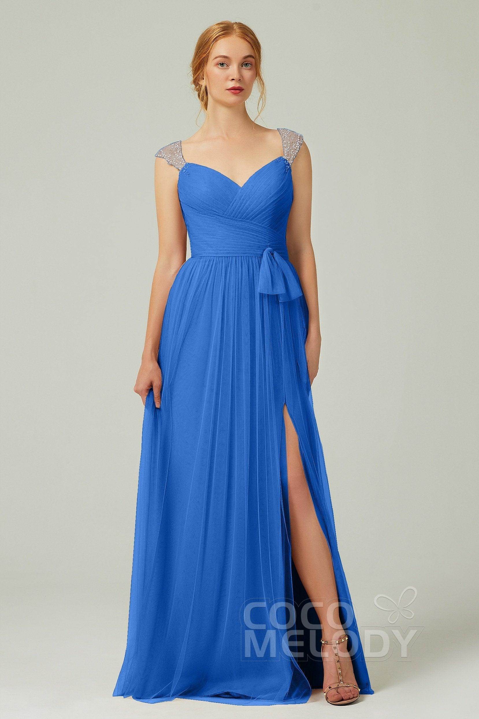 A-Line Floor Length Tulle Bridesmaid Dress CB0313PS