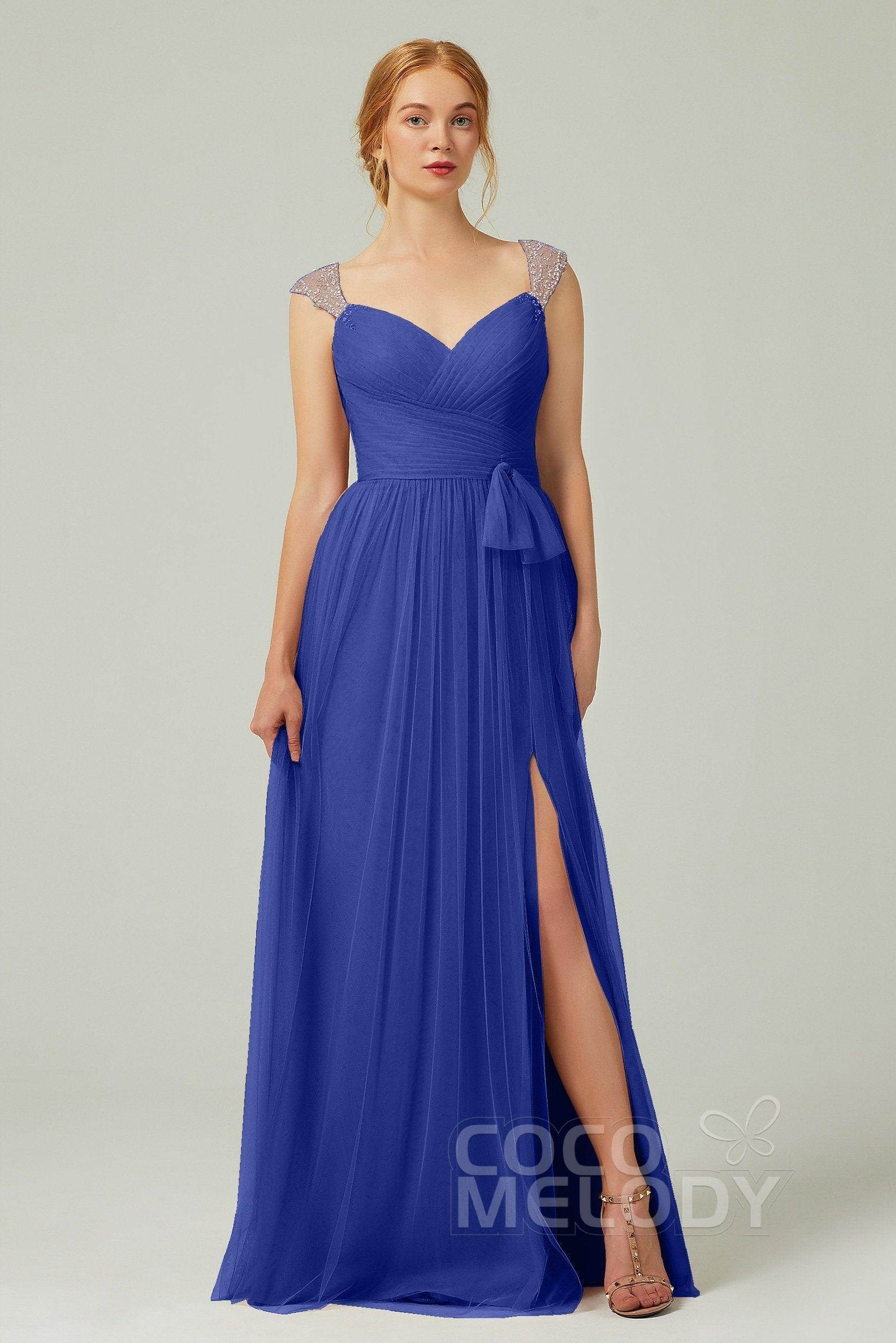 A-Line Floor Length Tulle Bridesmaid Dress CB0313PS