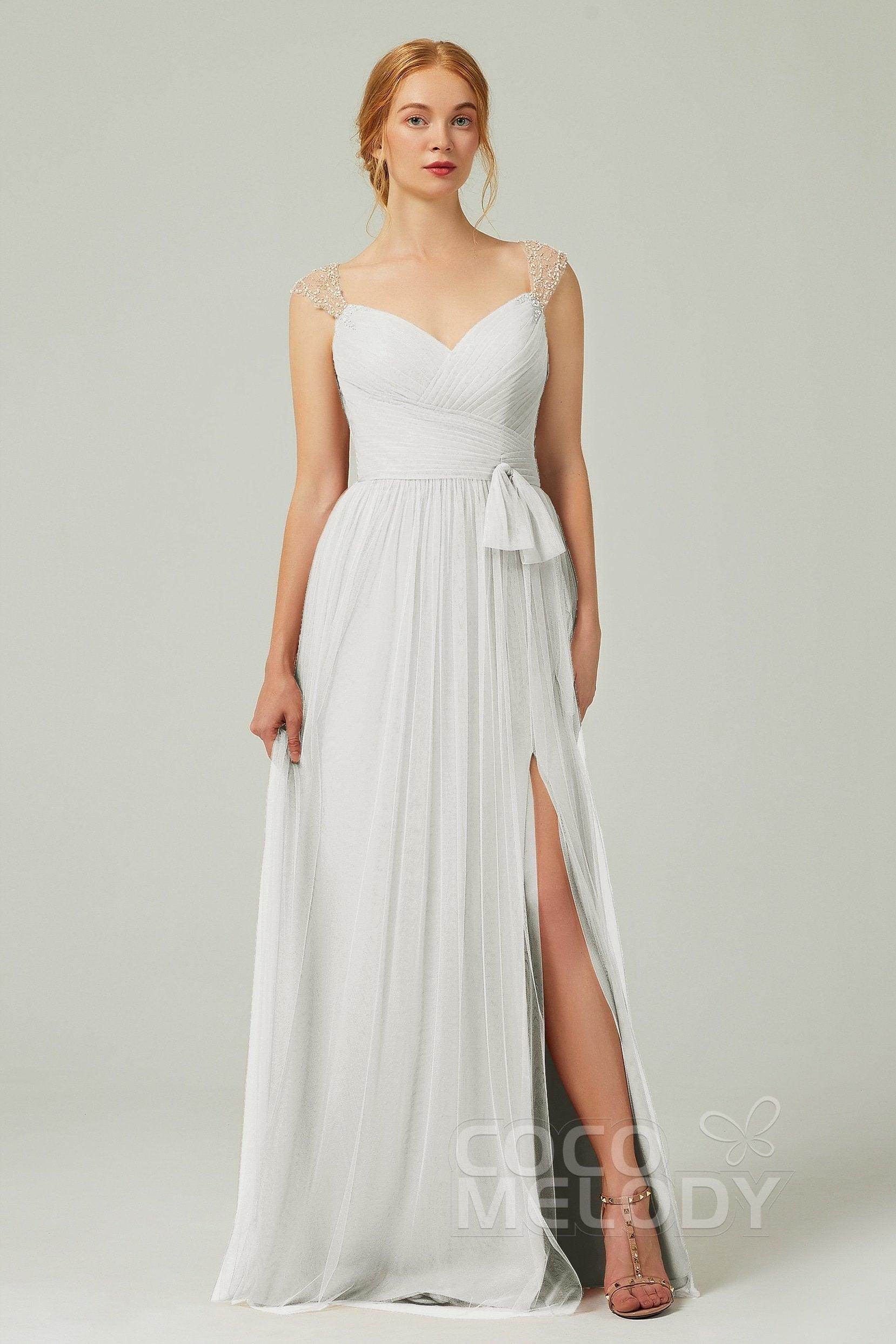 A-Line Floor Length Tulle Bridesmaid Dress CB0313PS