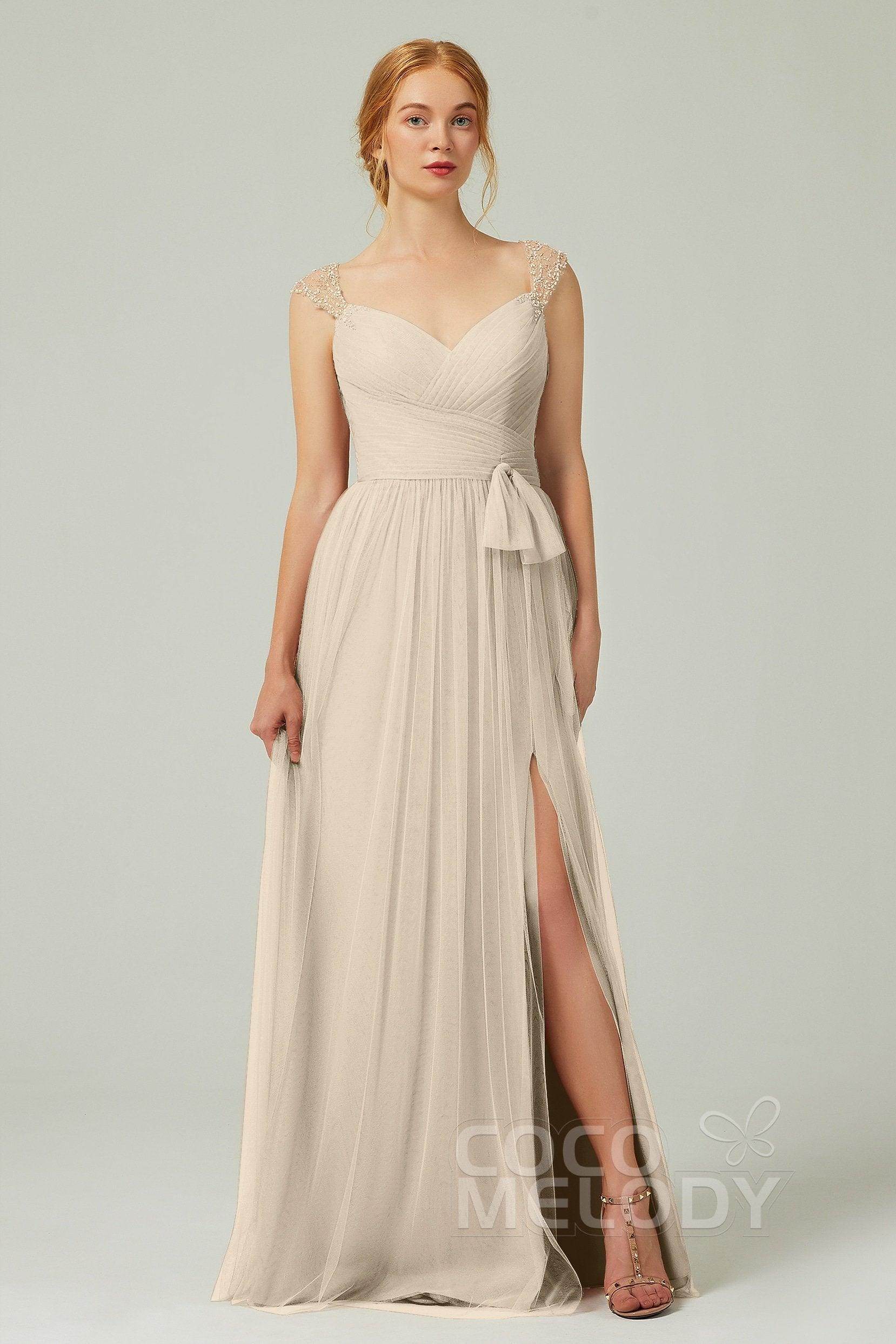A-Line Floor Length Tulle Bridesmaid Dress CB0313PS